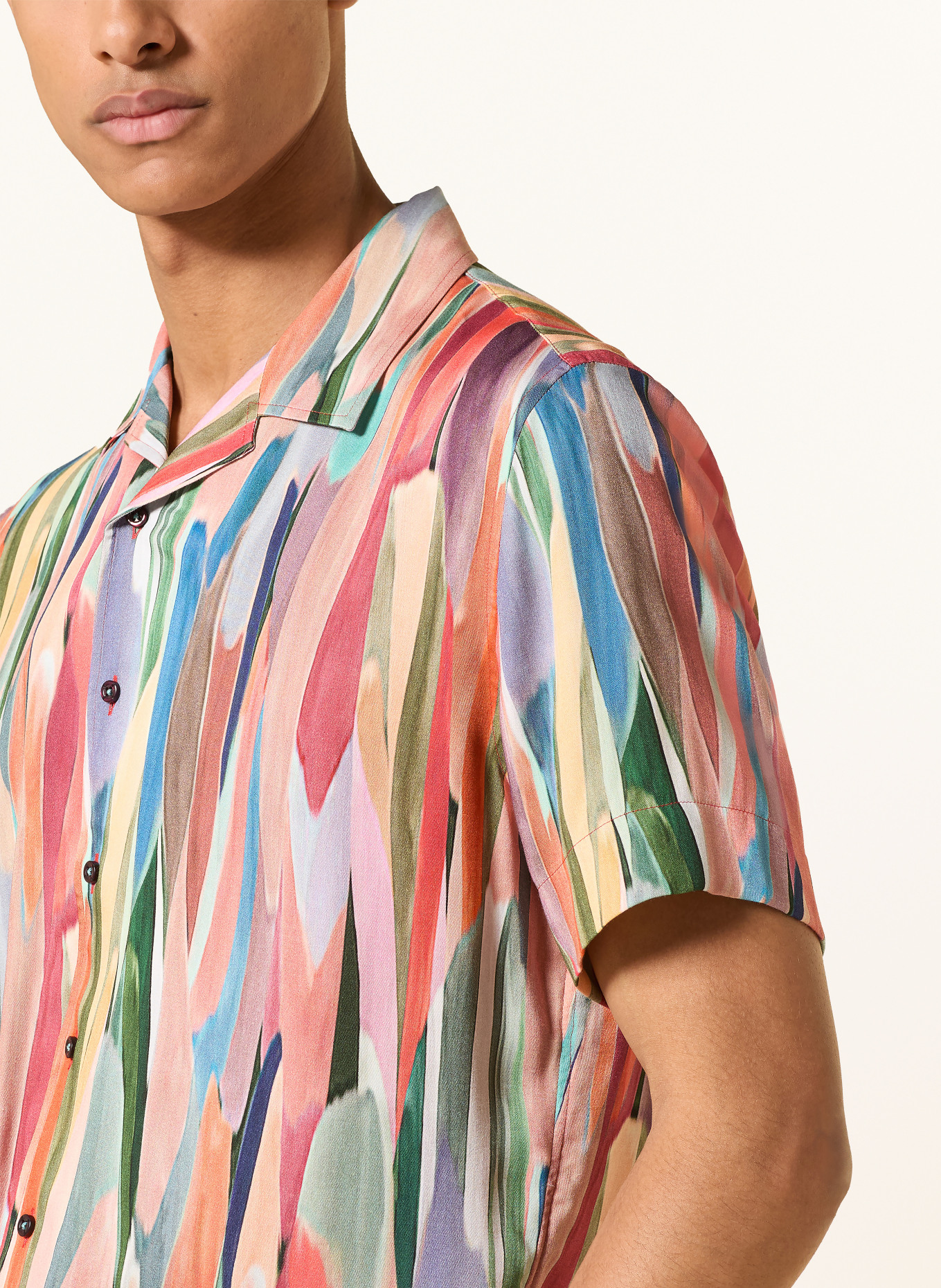 Q1 Manufaktur Resorthemd Slim Relaxed Fit: DONKERROOD / VIEUX ROSE / BLAUW