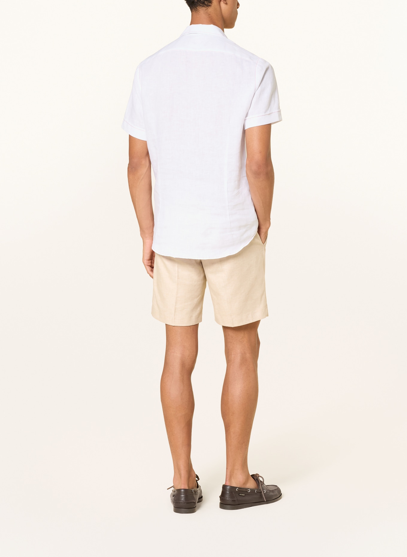 Q1 Manufaktur OLLY Slim Relaxed Fit Linen Resort Shirt: WHITE / RED