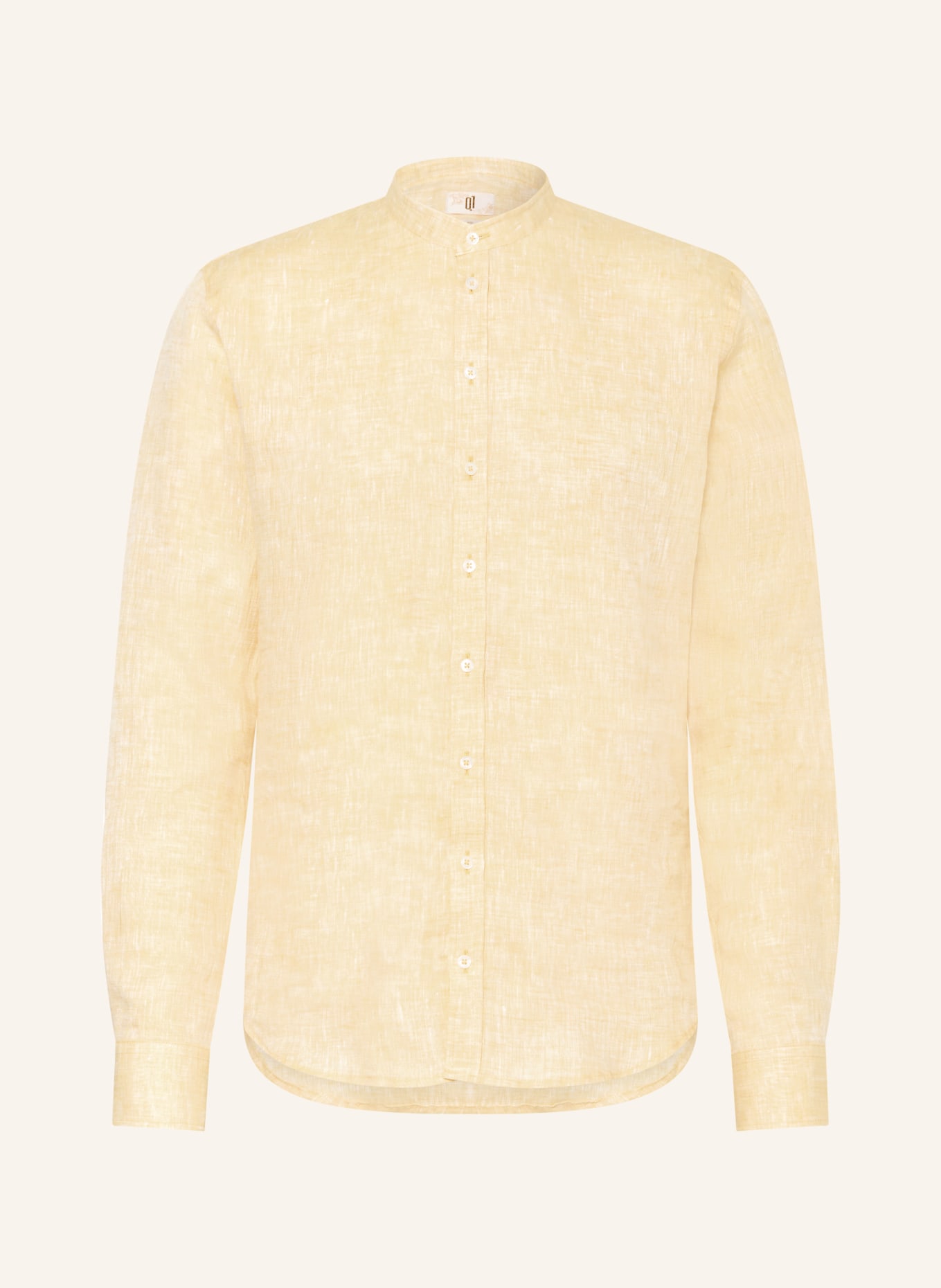 Q1 Manufaktur Linen Shirt, Slim Relaxed Fit with Stand-Up Collar: YELLOW