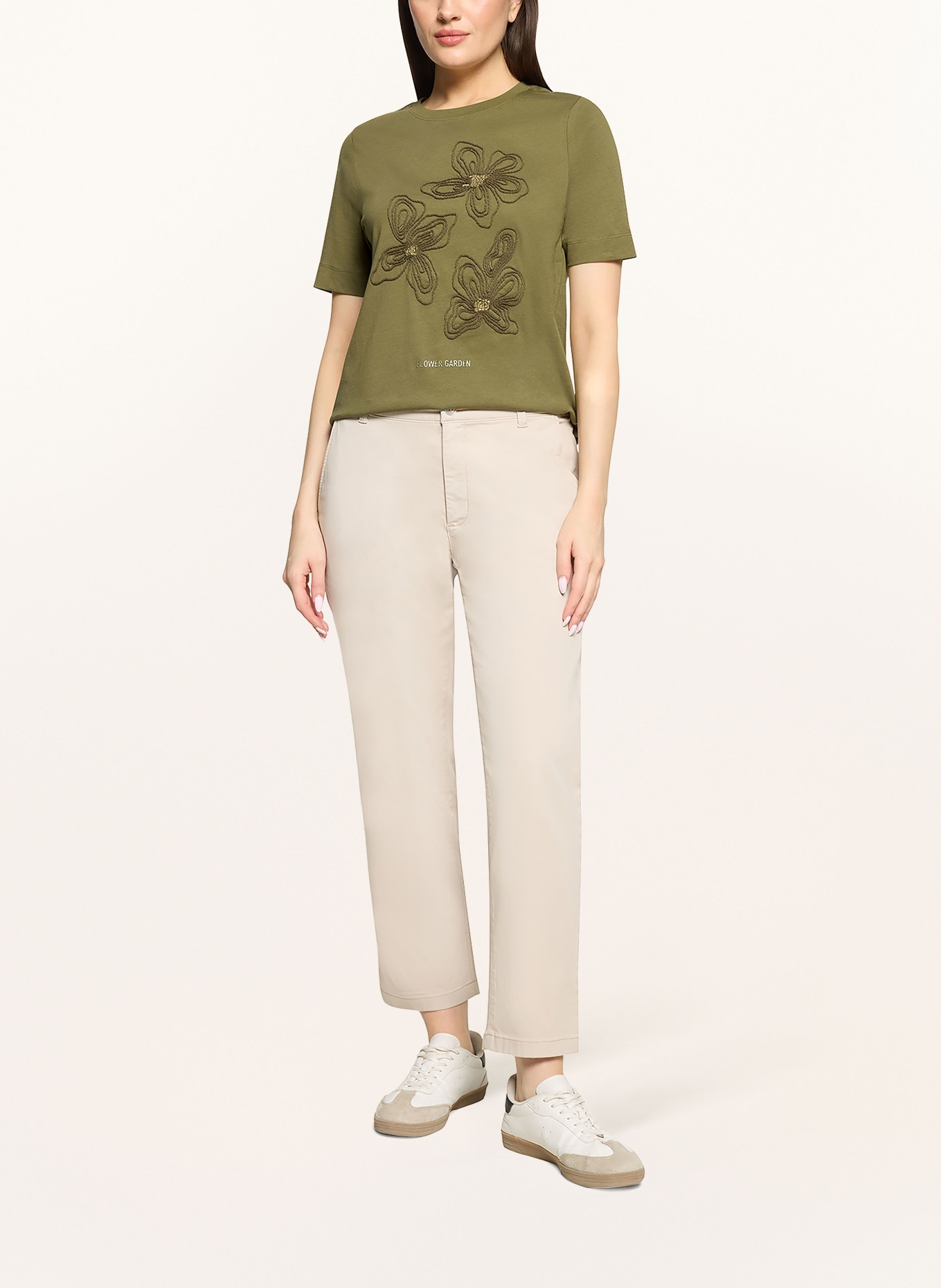 CARTOON T-shirt with decorative beads: OLIVE