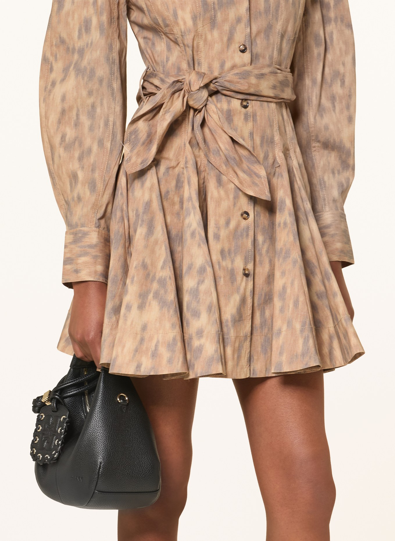 GANNI Kleid: BRAUN / BEIGE / DUNKELGRAU