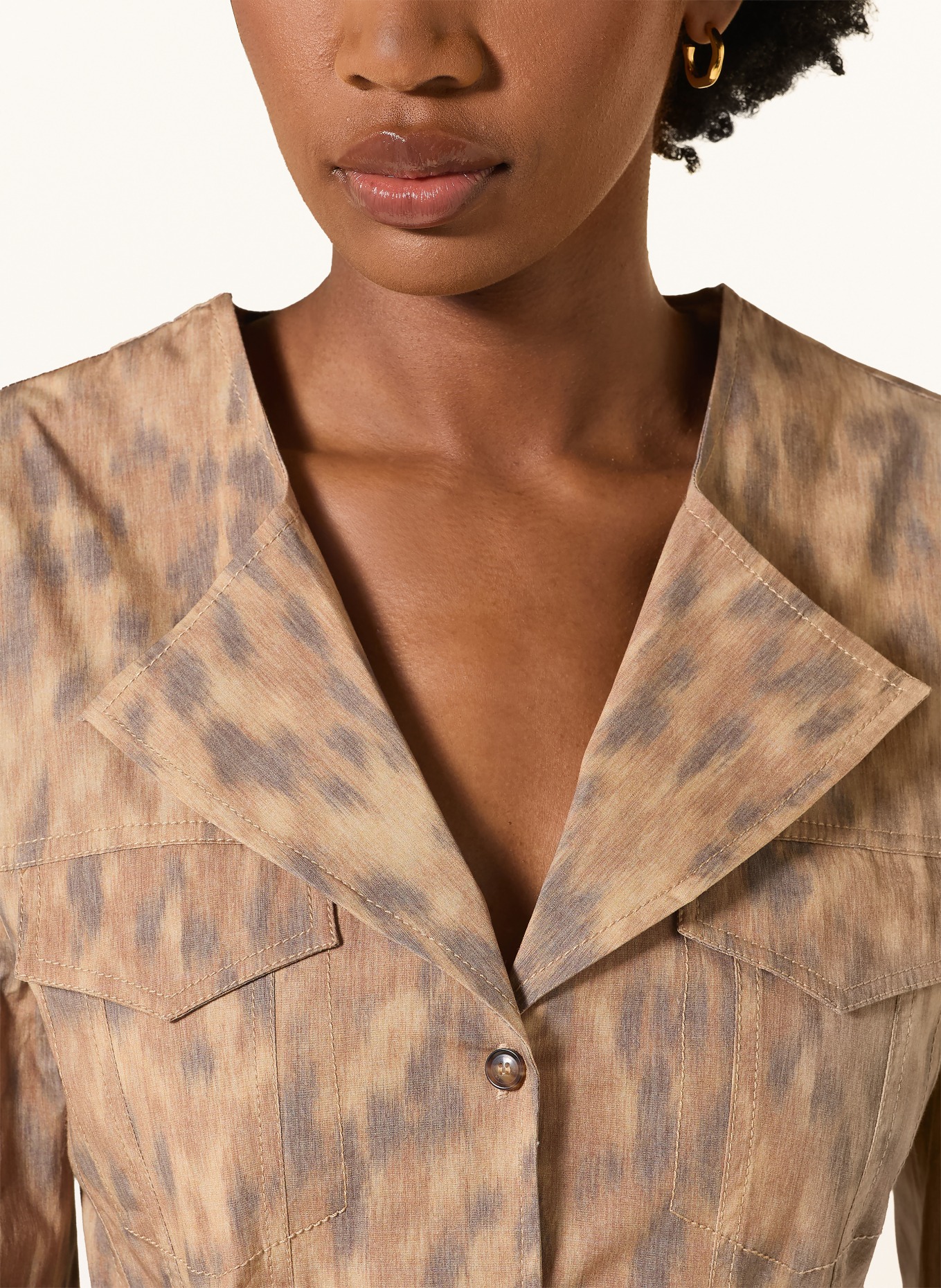 GANNI Kleid: BRAUN / BEIGE / DUNKELGRAU