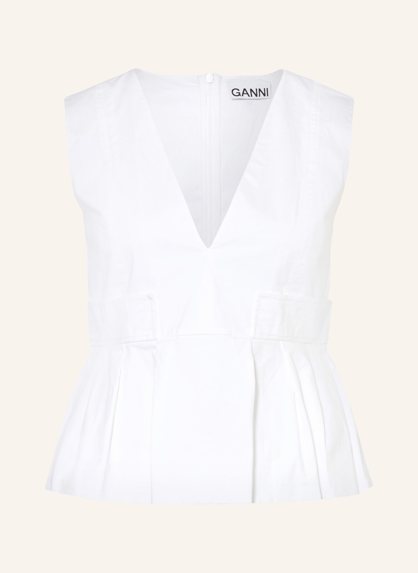 GANNI Blusentop: WEISS