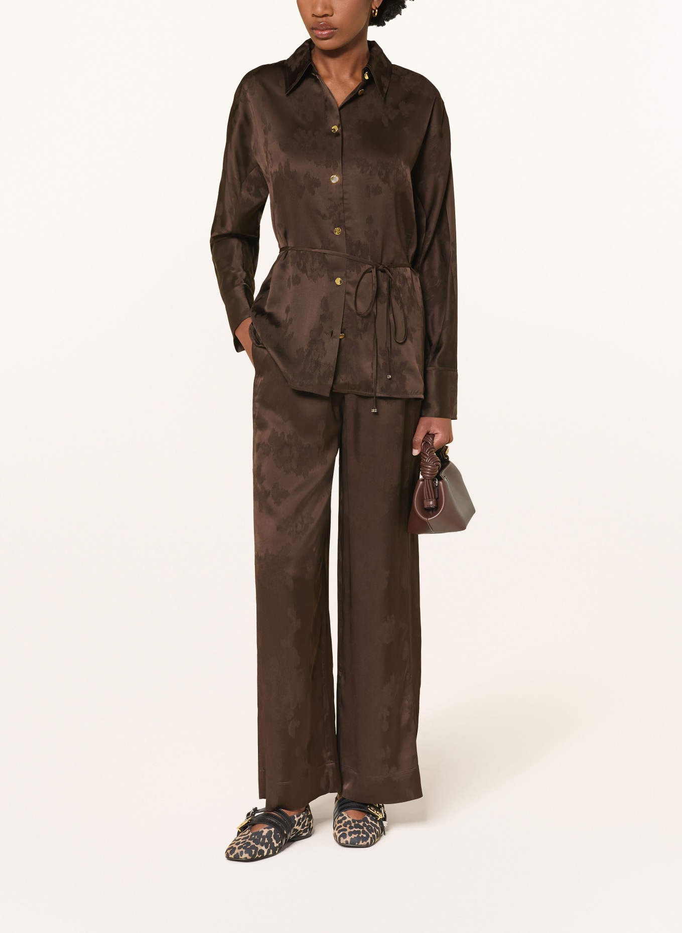 GANNI Jacquard Marlene pants: DARK BROWN