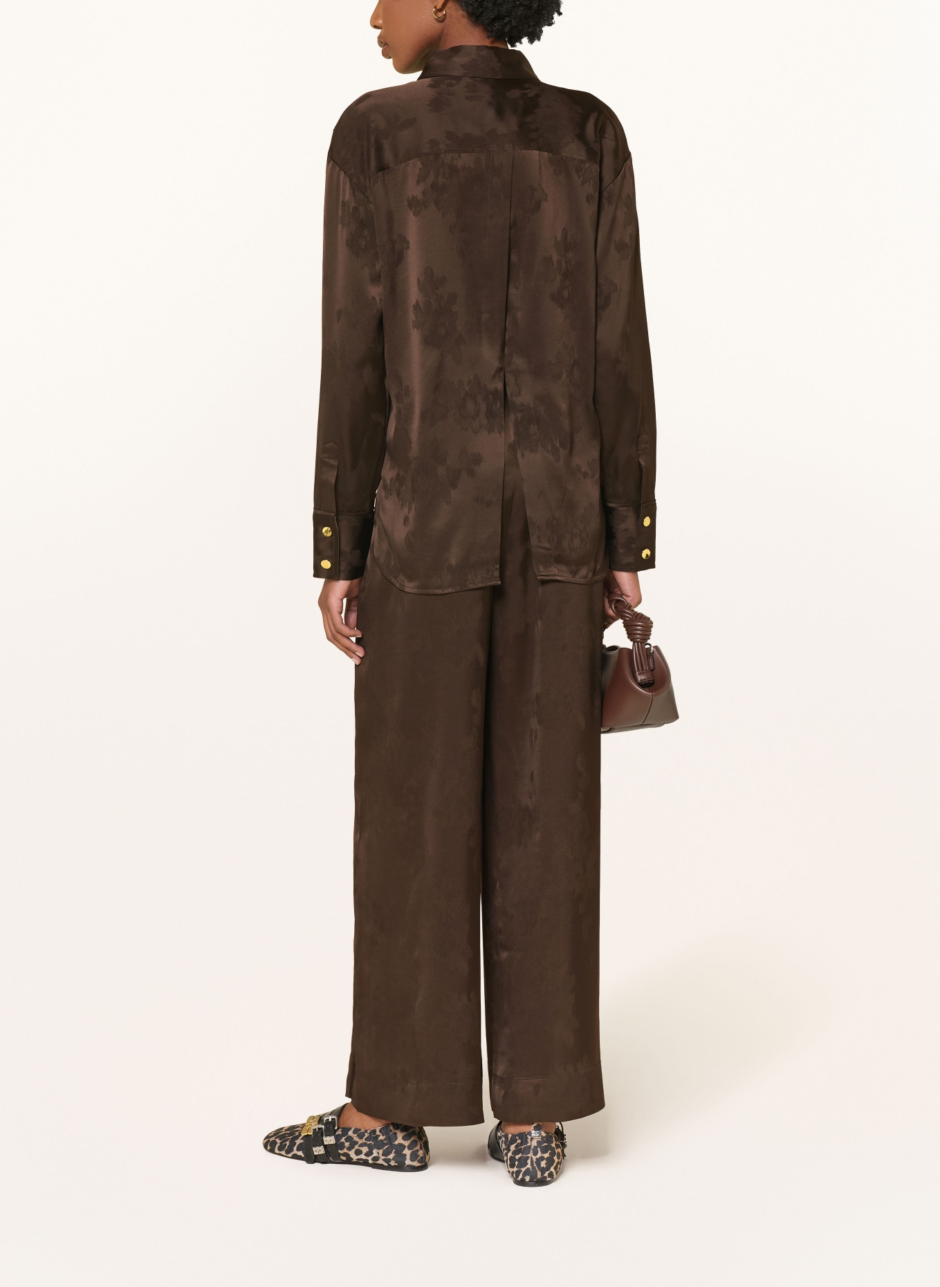 GANNI Jacquard Marlene pants: DARK BROWN