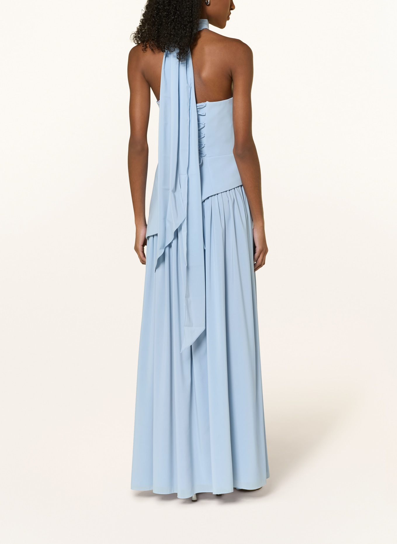 Hey Kyla Abendkleid im Materialmix: HELLBLAU