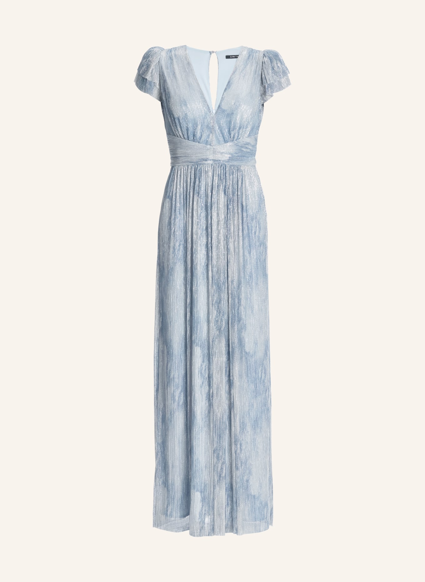 SWING Evening dress with sequins and pleats: LIGHT BLUE / SILVER / BLUE GRAY