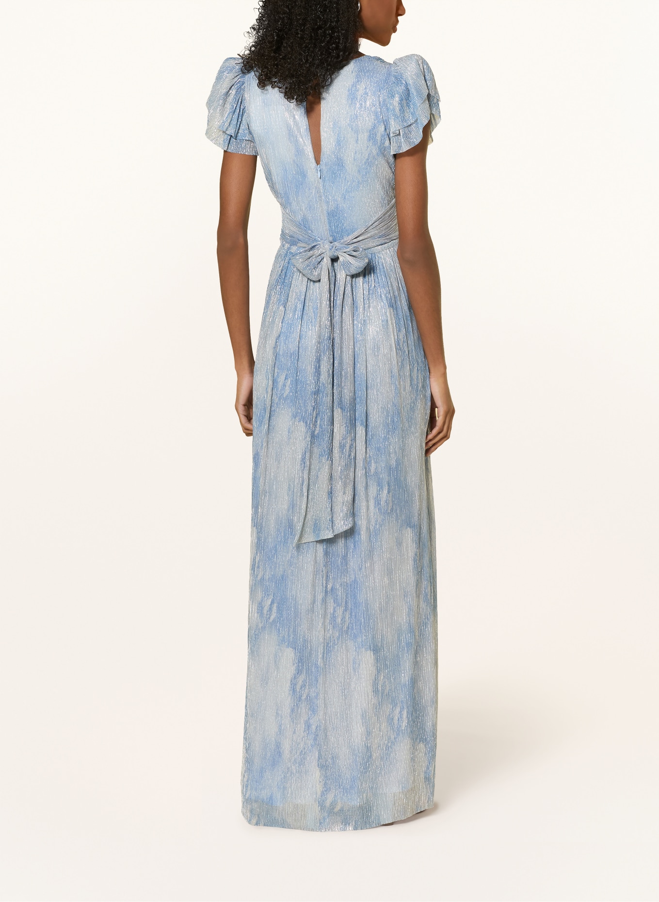 SWING Evening dress with sequins and pleats: LIGHT BLUE / SILVER / BLUE GRAY