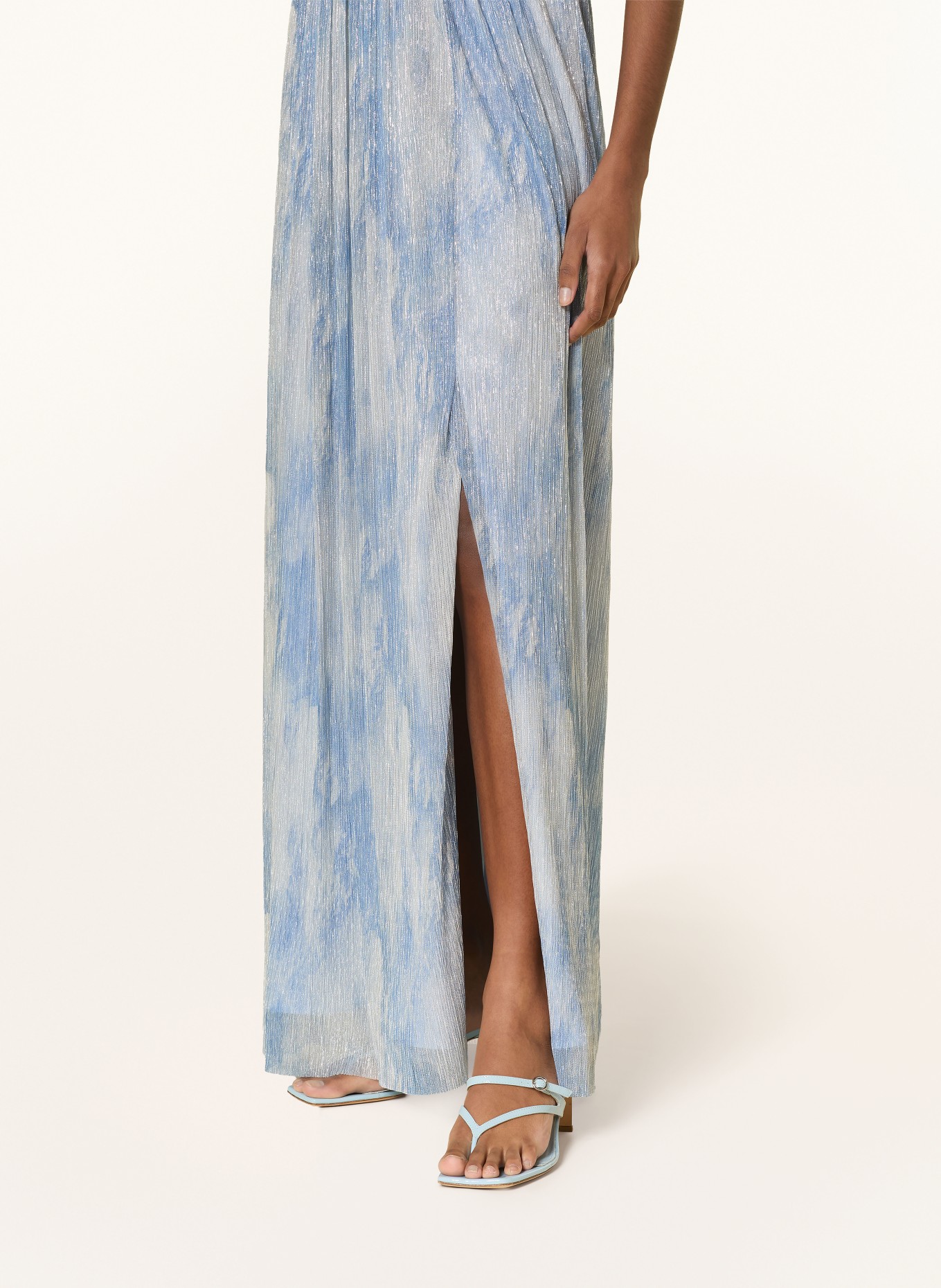 SWING Evening dress with sequins and pleats: LIGHT BLUE / SILVER / BLUE GRAY
