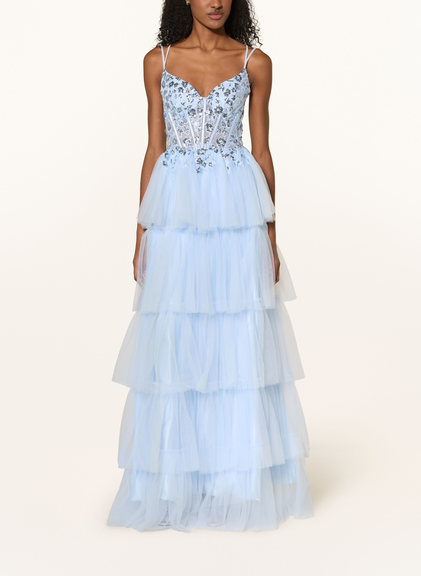 Hey Kyla Evening dress with lace and sequins: LIGHT BLUE