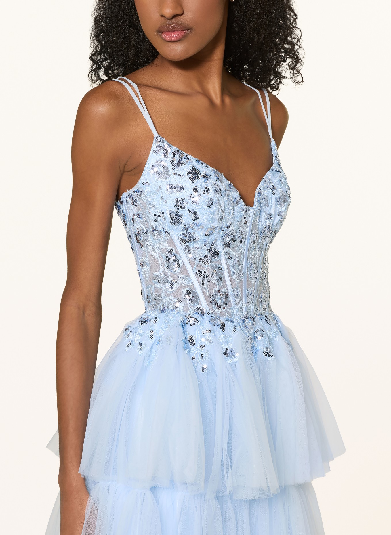 Hey Kyla Evening dress with lace and sequins: LIGHT BLUE