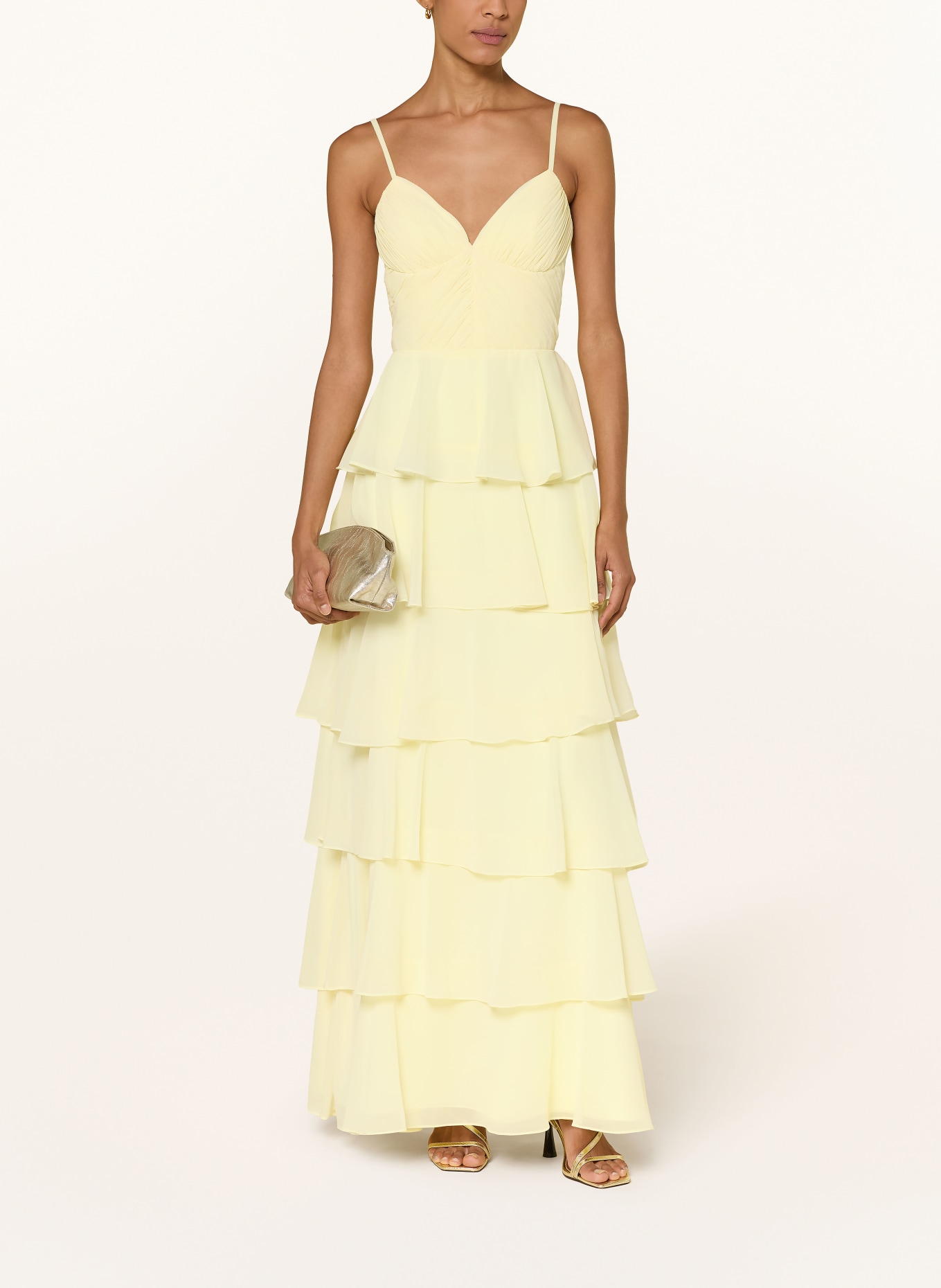 Hey Kyla Evening dress with flounces: YELLOW