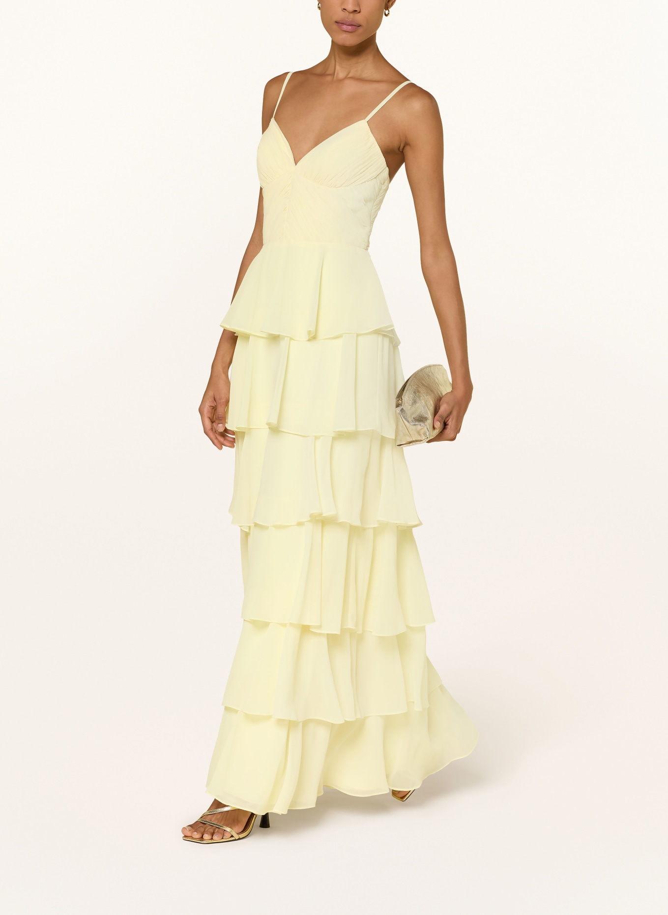 Hey Kyla Evening dress with flounces: YELLOW