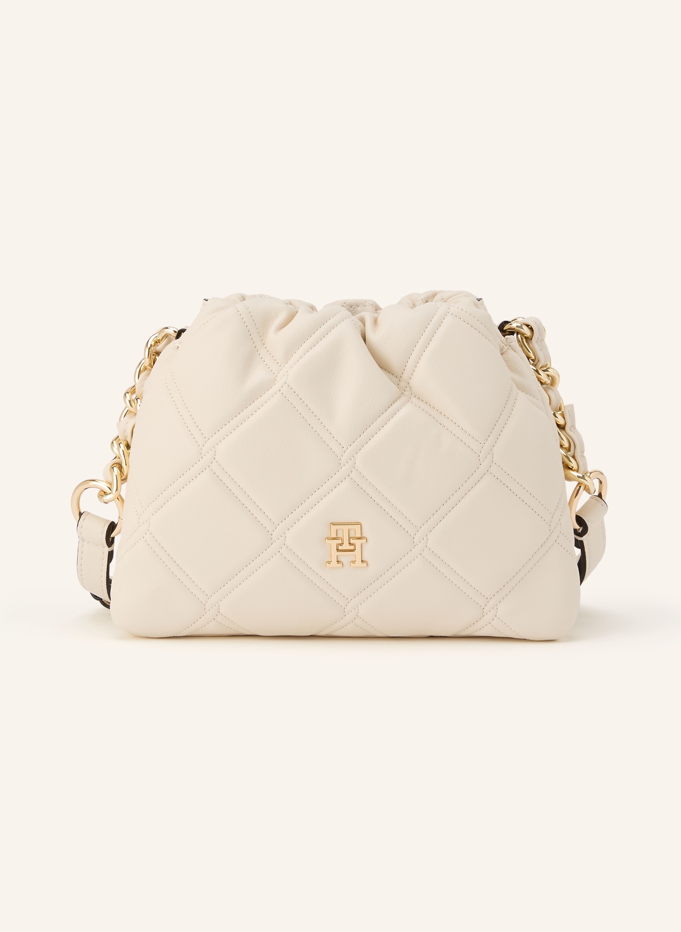 TOMMY HILFIGER Skuldertaske: CREME / GULD
