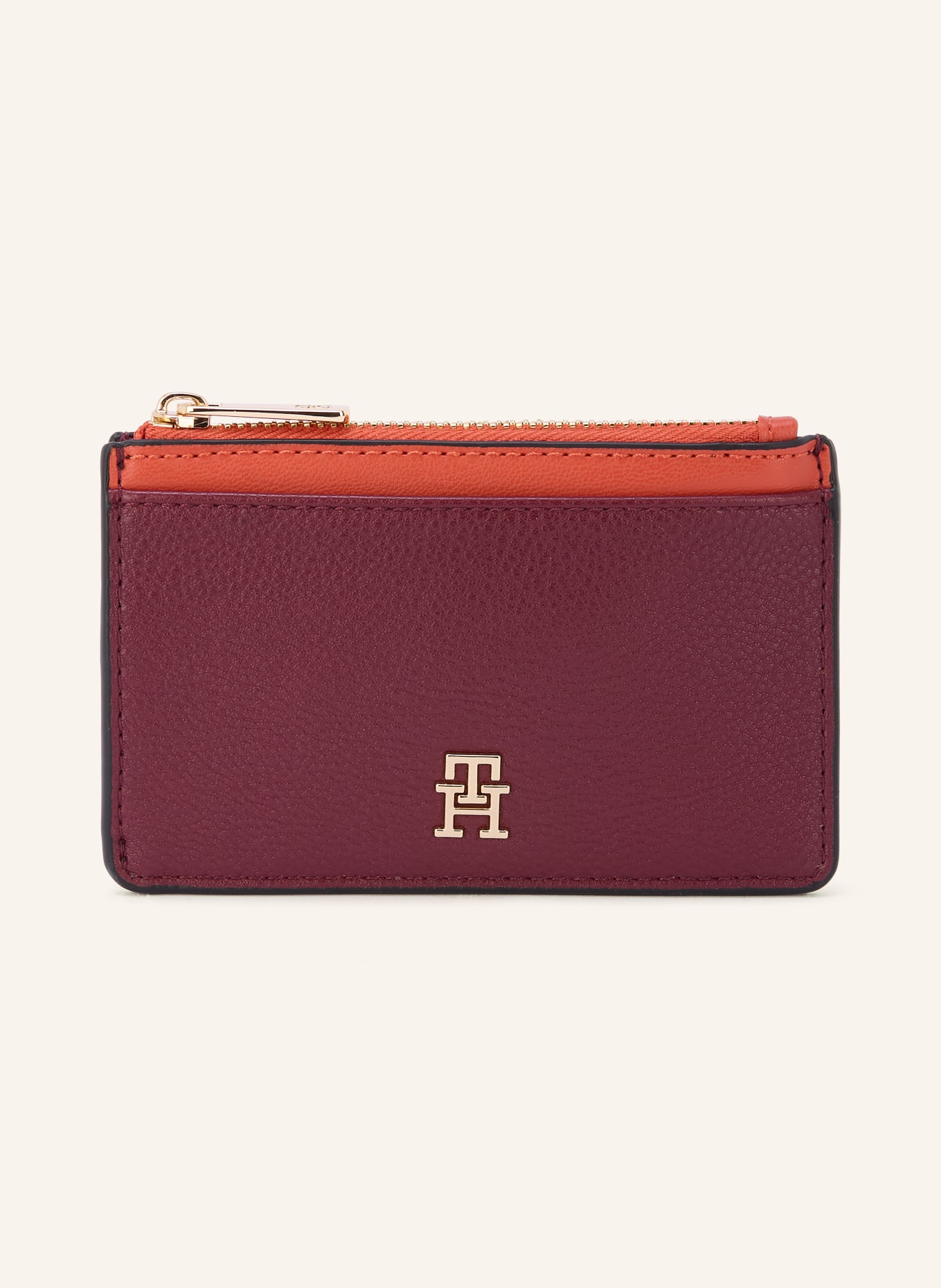 TOMMY HILFIGER Porte-cartes: ROUGE FONCÉ / OR / ORANGE
