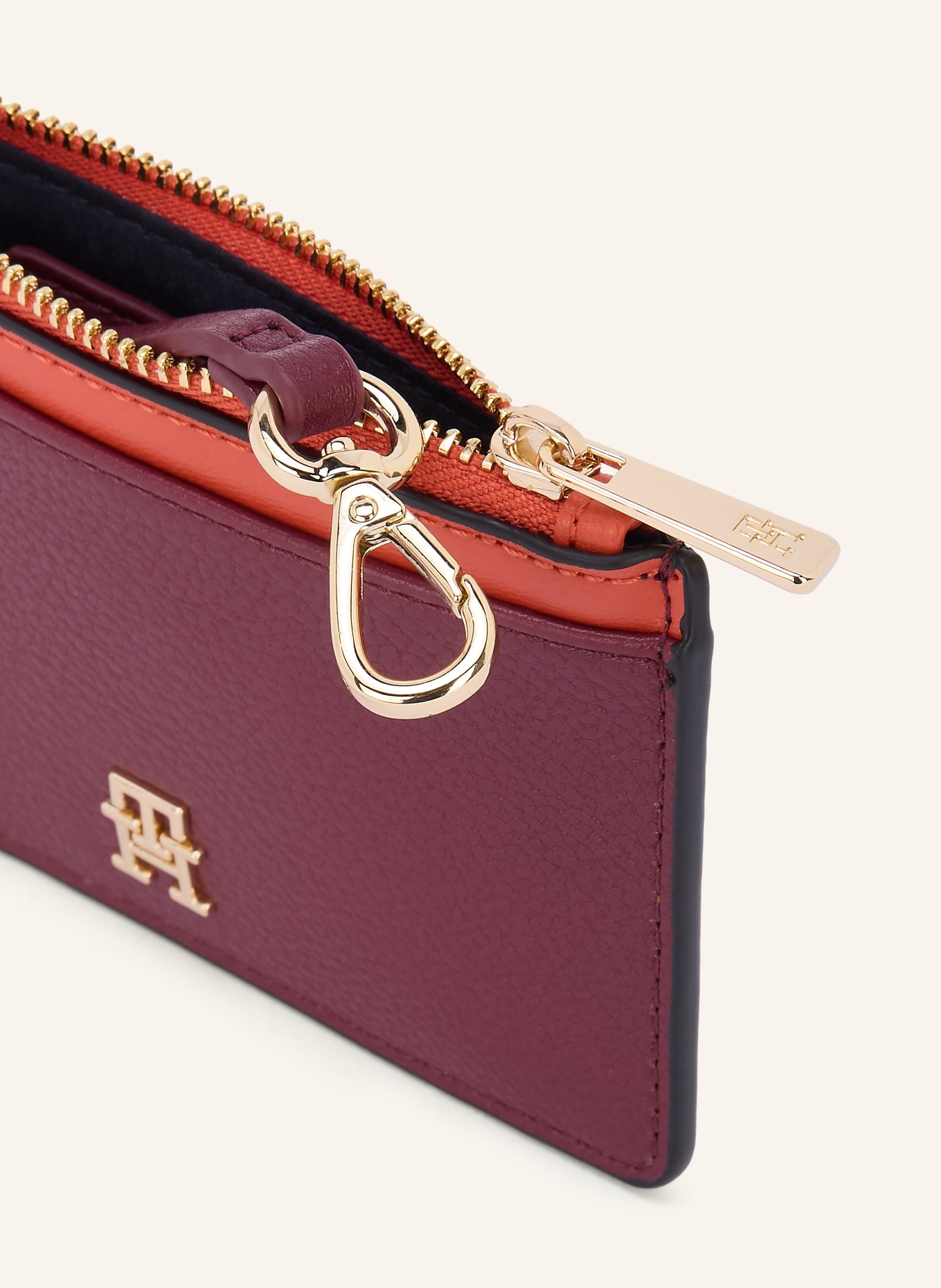 TOMMY HILFIGER Porte-cartes: ROUGE FONCÉ / OR / ORANGE