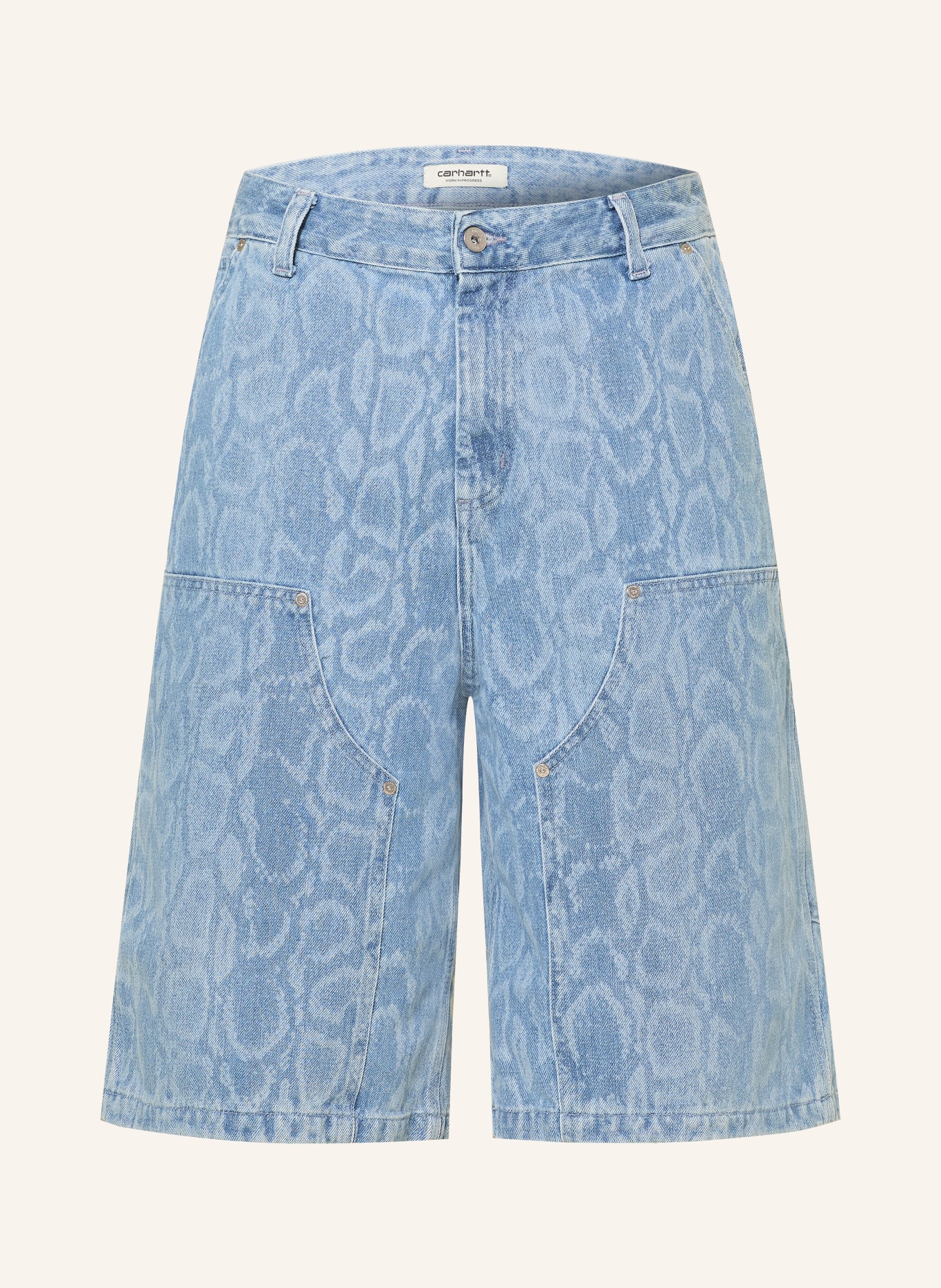 carhartt WIP Short en jean SNAKE NIXON: 3R335 Snake Camo, Blue, bleached