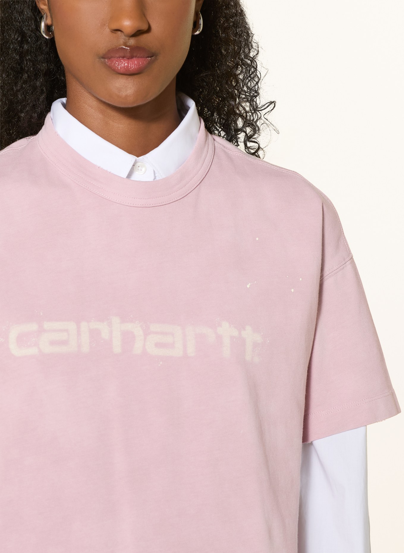 carhartt WIP Tričko PAINTER: RŮŽOVÁ / KRÉMOVÁ