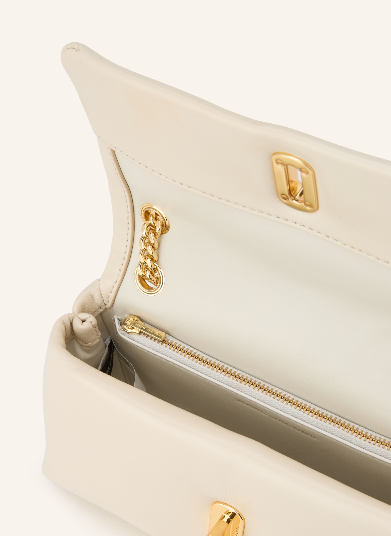 MARC JACOBS Geantă de umăr THE CHAIN MINI BAG: CREM / AUR