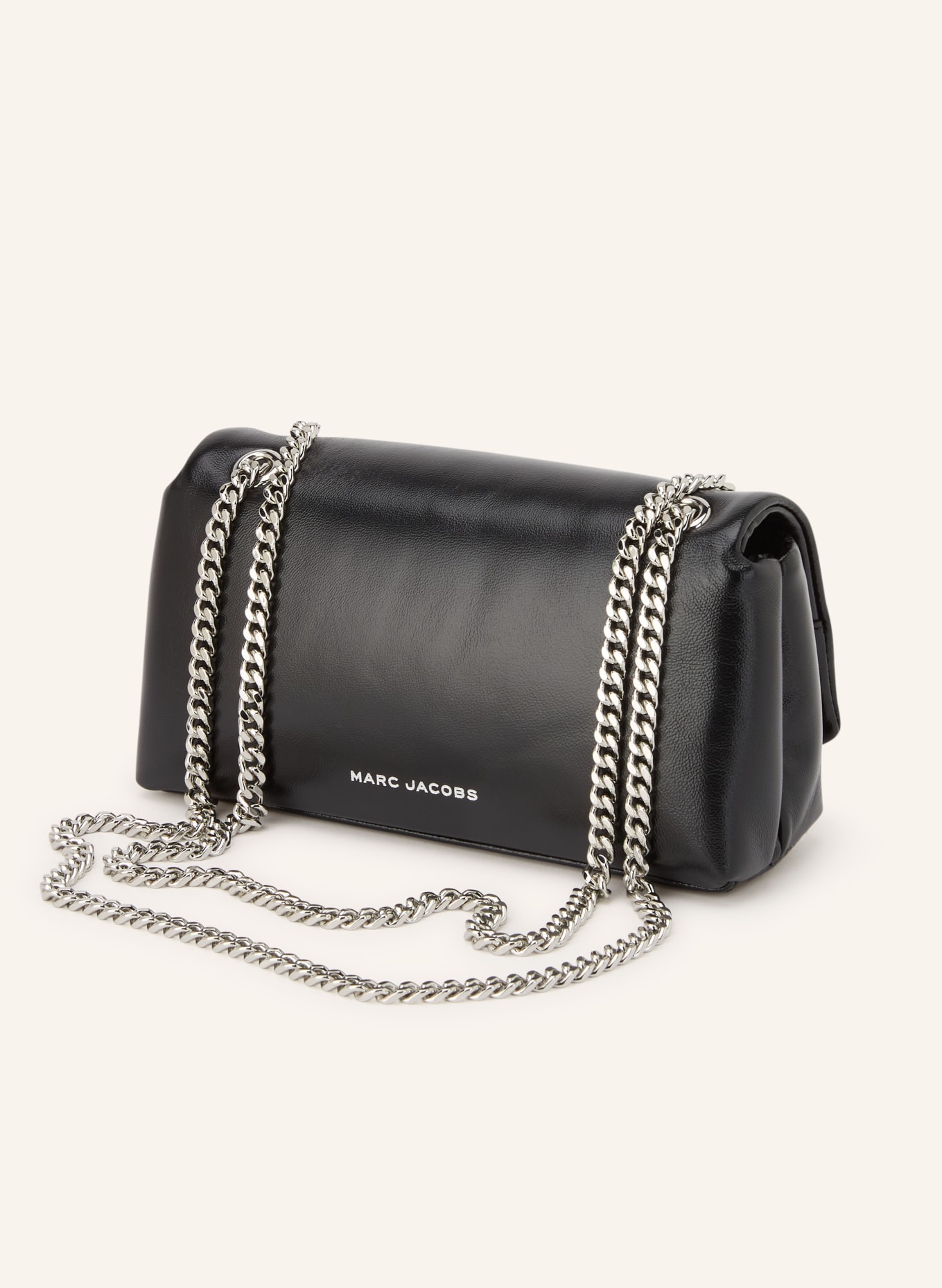 MARC JACOBS Geantă de umăr THE CHAIN MINI BAG: NEGRU / ARGINT
