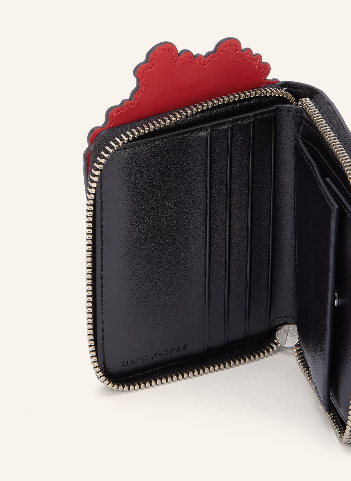 MARC JACOBS Portofel THE POPCORN SLIM COMPACT WALLET: NEGRU / ROȘU / ALB