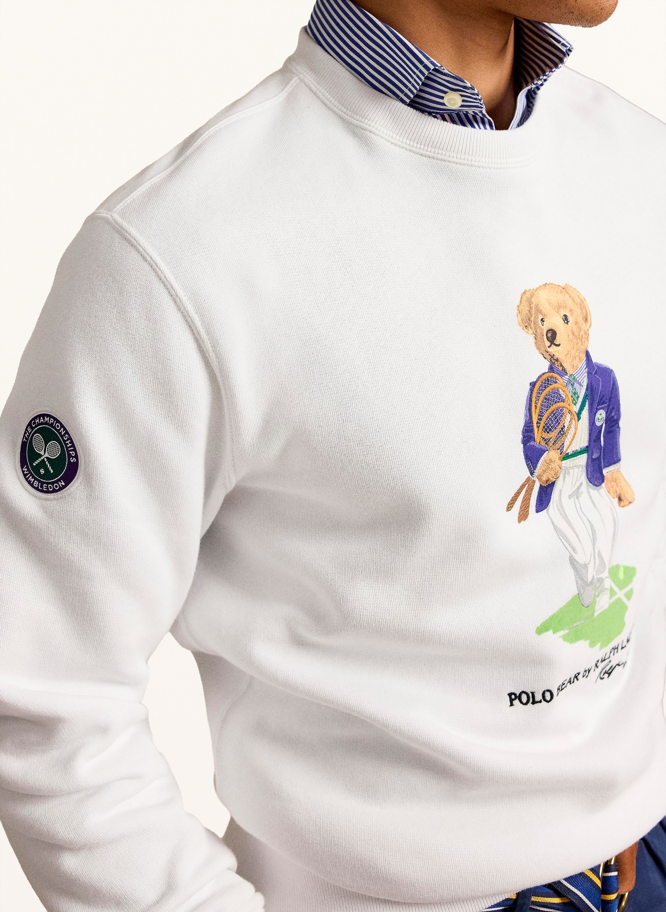 POLO RALPH LAUREN Sweat-shirt: BLANC / VERT / BLEU FONCÉ