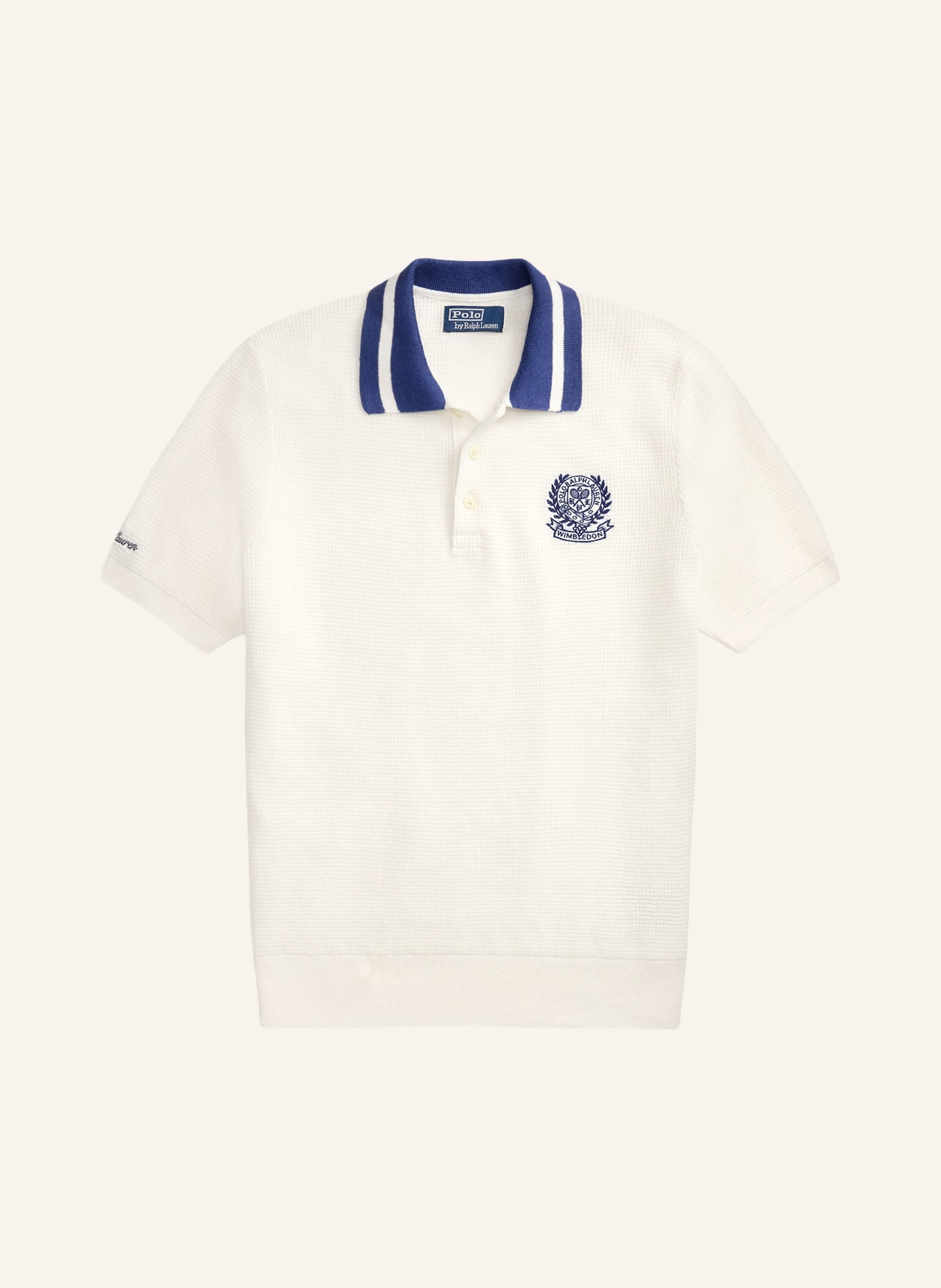 POLO RALPH LAUREN Strick-Poloshirt: WEISS / DUNKELBLAU