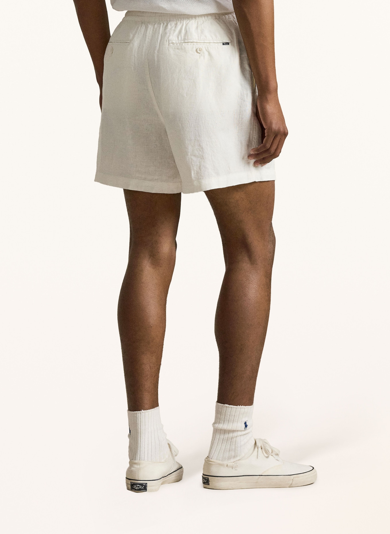 POLO RALPH LAUREN Leinenshorts: WEISS / DUNKELBLAU