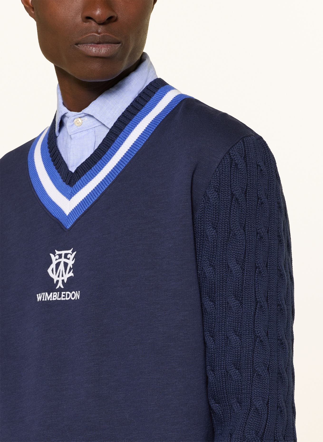 POLO RALPH LAUREN Sweatshirt in a blend of materials: DARK BLUE / BLUE / WHITE
