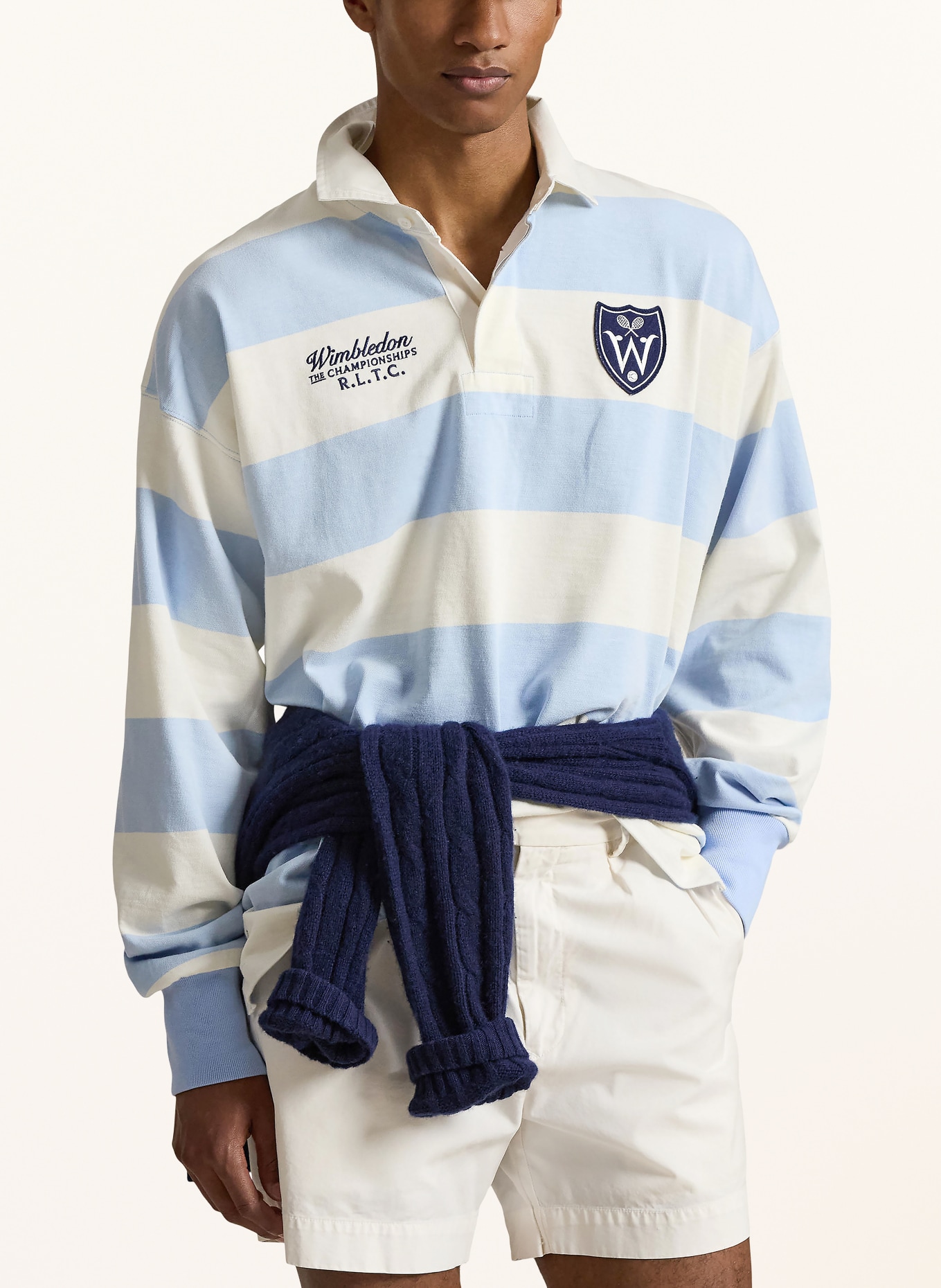 POLO RALPH LAUREN Maillot de rugby: BLANC / BLEU CLAIR / BLEU FONCÉ