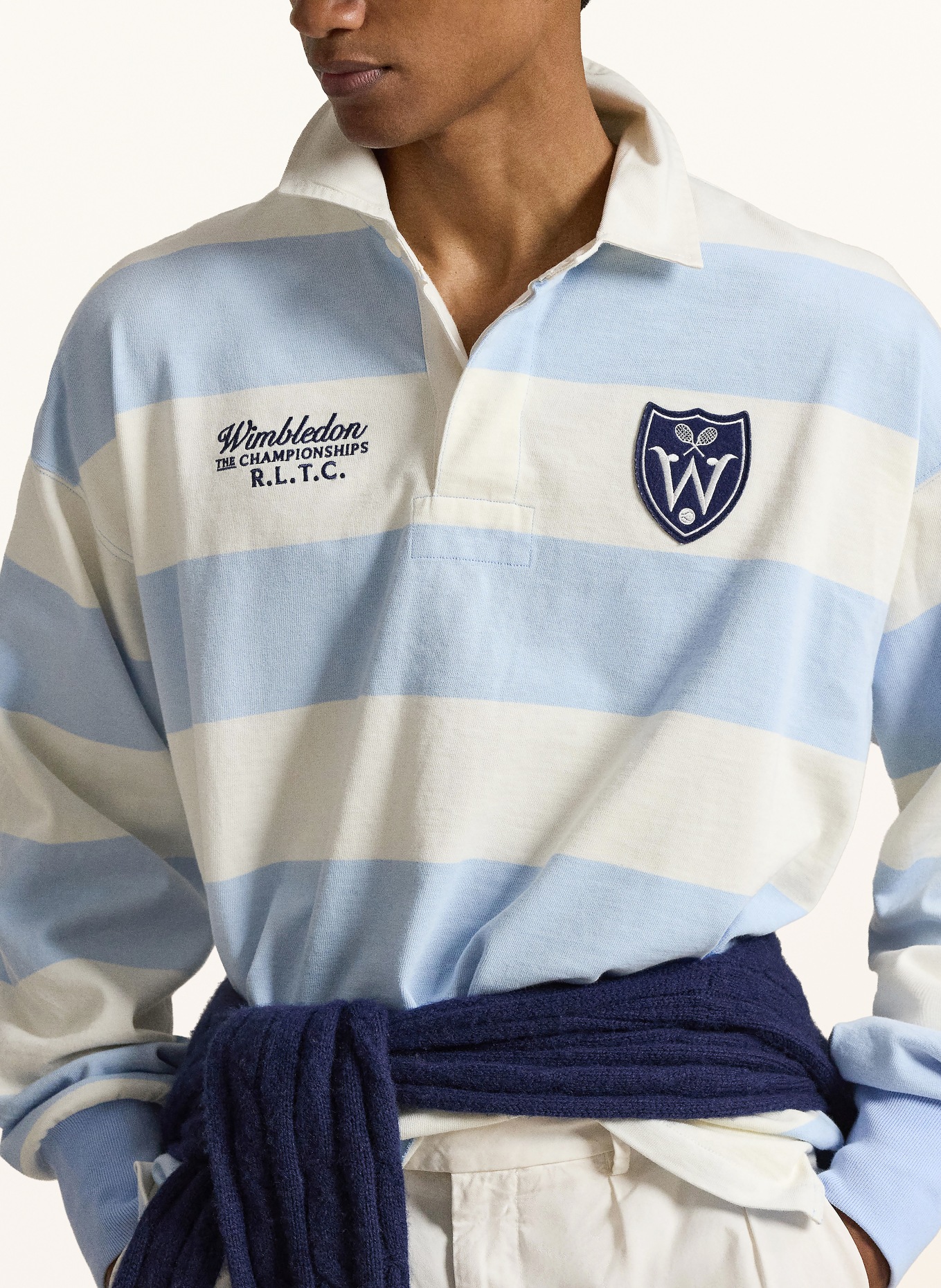 POLO RALPH LAUREN Maillot de rugby: BLANC / BLEU CLAIR / BLEU FONCÉ