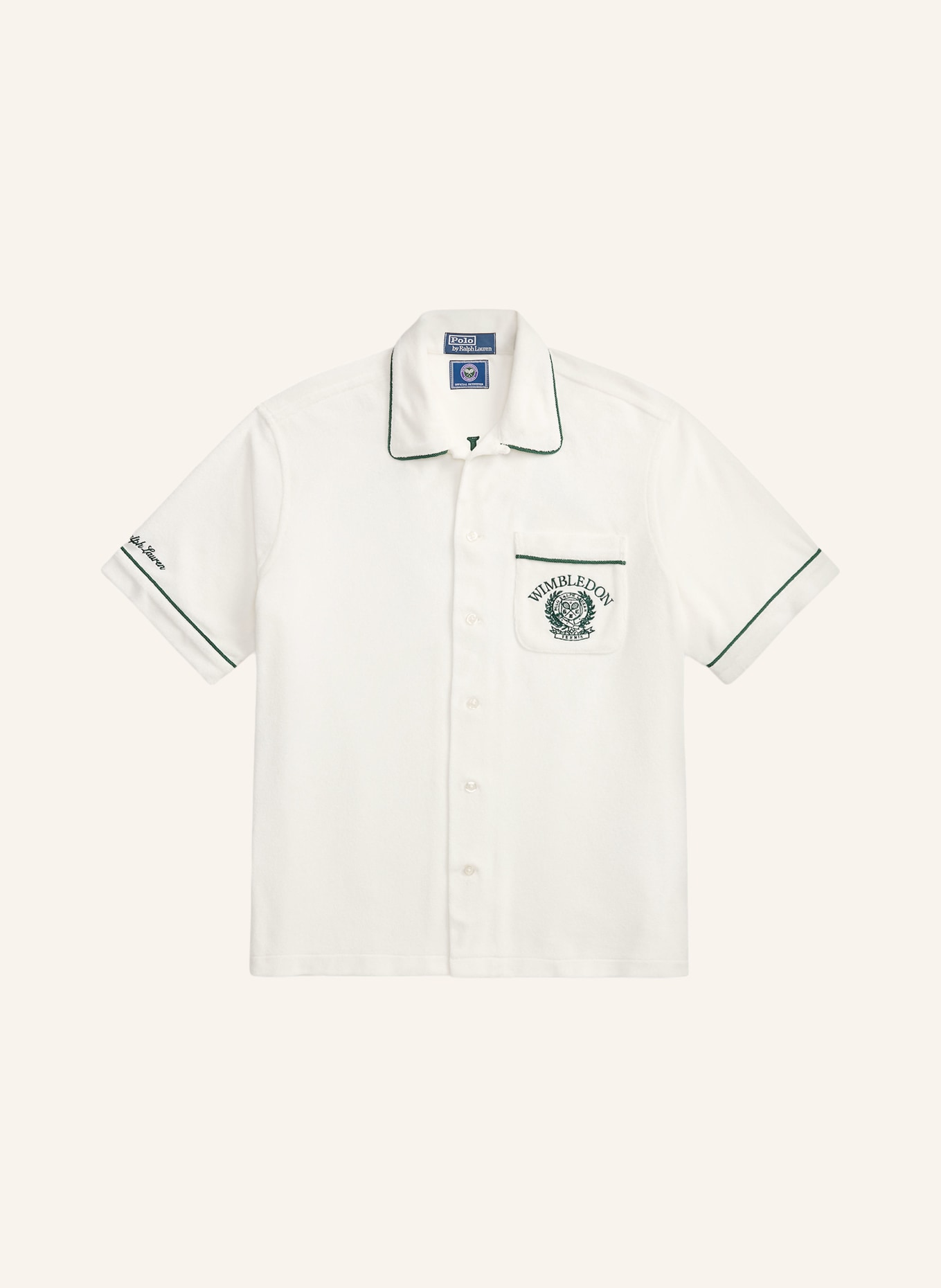 POLO RALPH LAUREN Chemise de villégiature Comfort Fit en tissu éponge: BLANC / GROEN