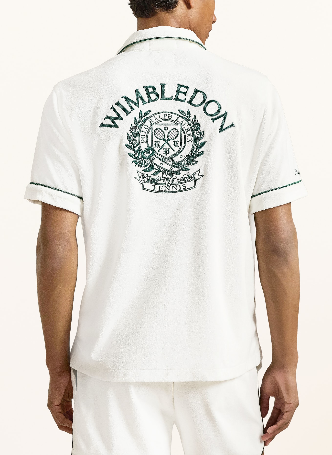 POLO RALPH LAUREN Chemise de villégiature Comfort Fit en tissu éponge: BLANC / GROEN