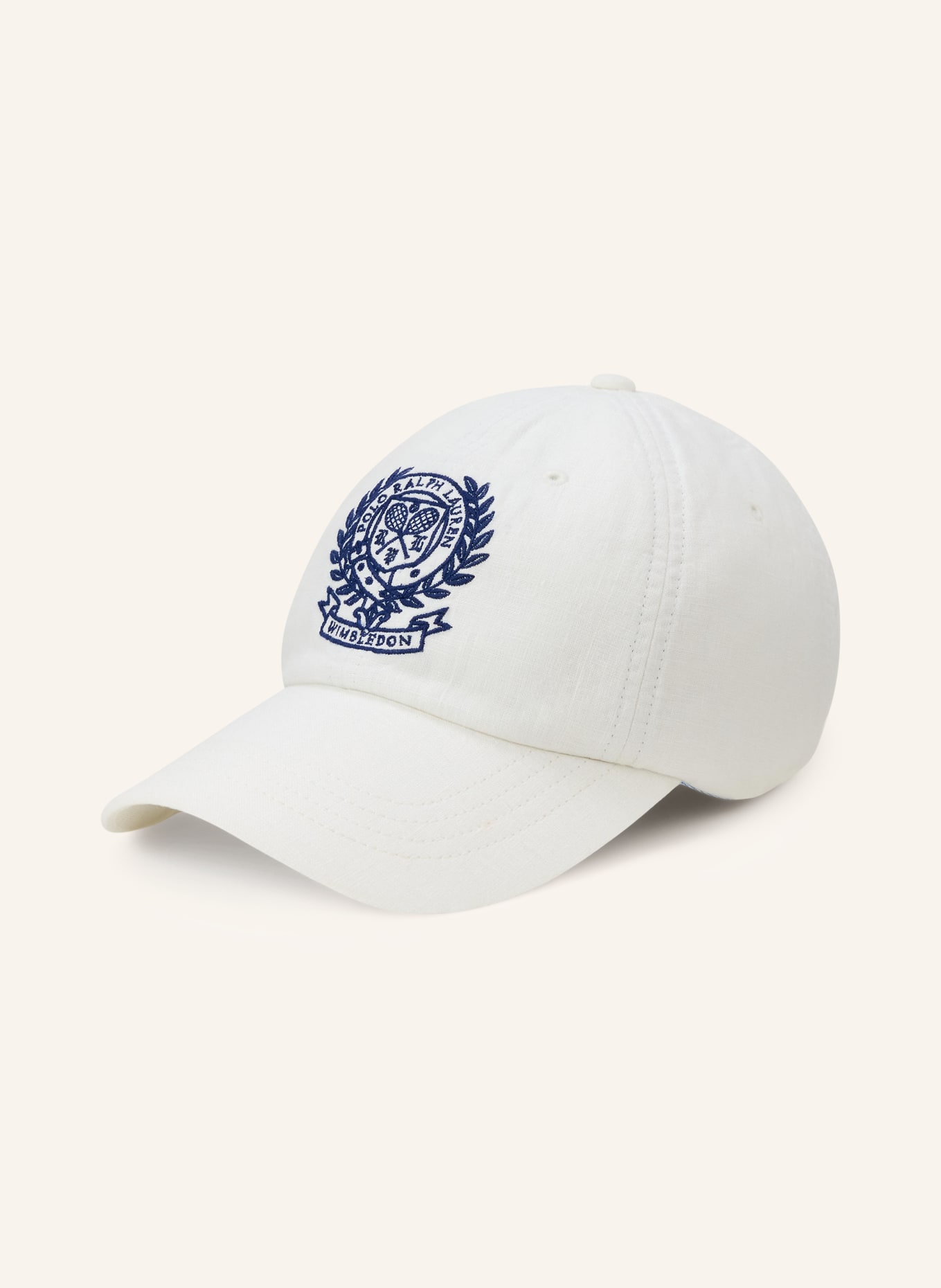 POLO RALPH LAUREN Cap aus Leinen: WEISS / SCHWARZ