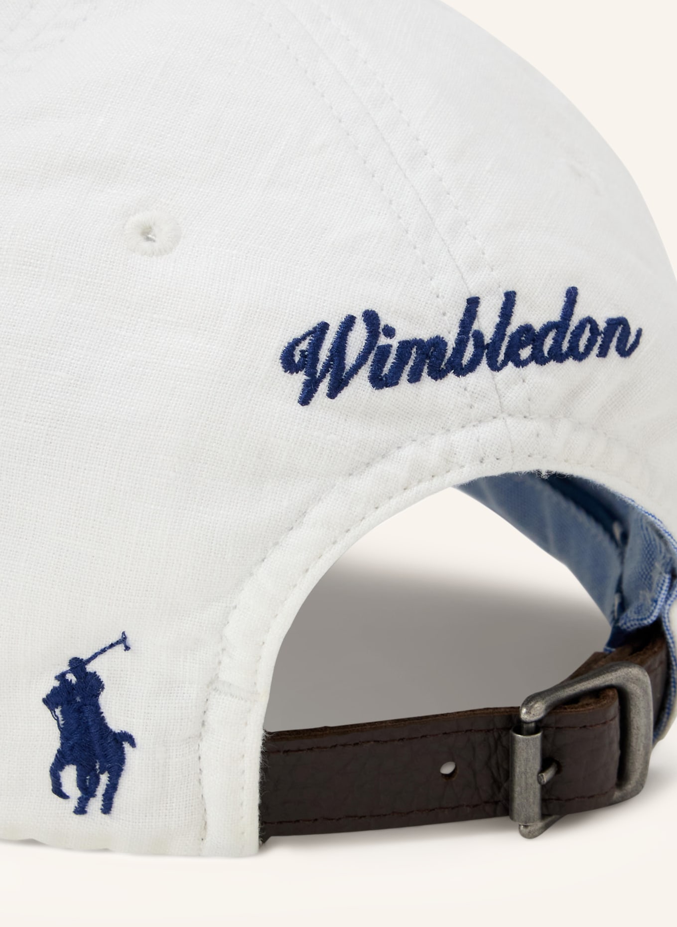 POLO RALPH LAUREN Cap aus Leinen: WEISS / SCHWARZ