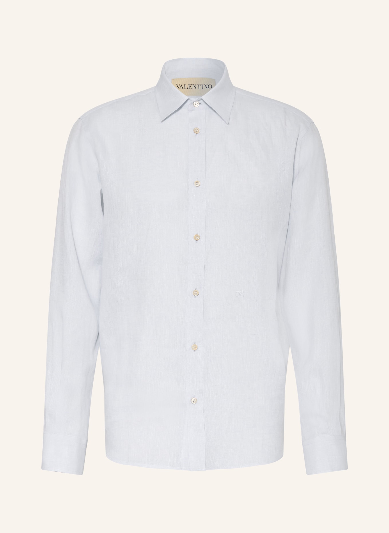 VALENTINO Lněná košile VLOGO SIGNATURE Comfort Fit: TMAVĚ MODRÁ