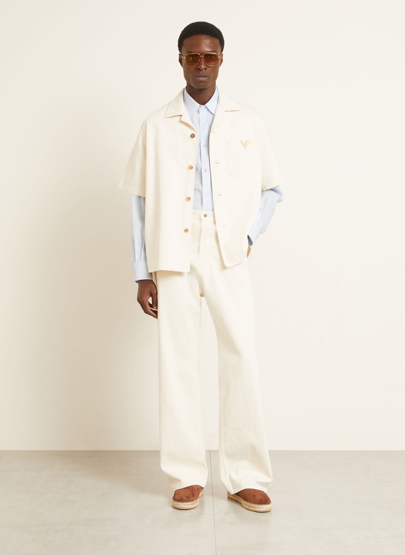 VALENTINO Lněná košile VLOGO SIGNATURE Comfort Fit: TMAVĚ MODRÁ