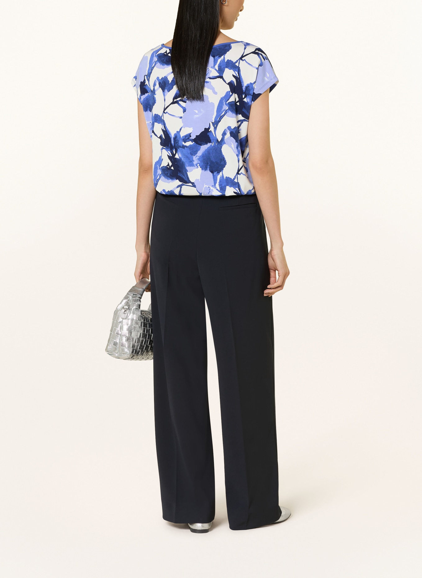 Betty Barclay T-shirt avec strass: BLANC / BLEU FONCÉ / BLEU