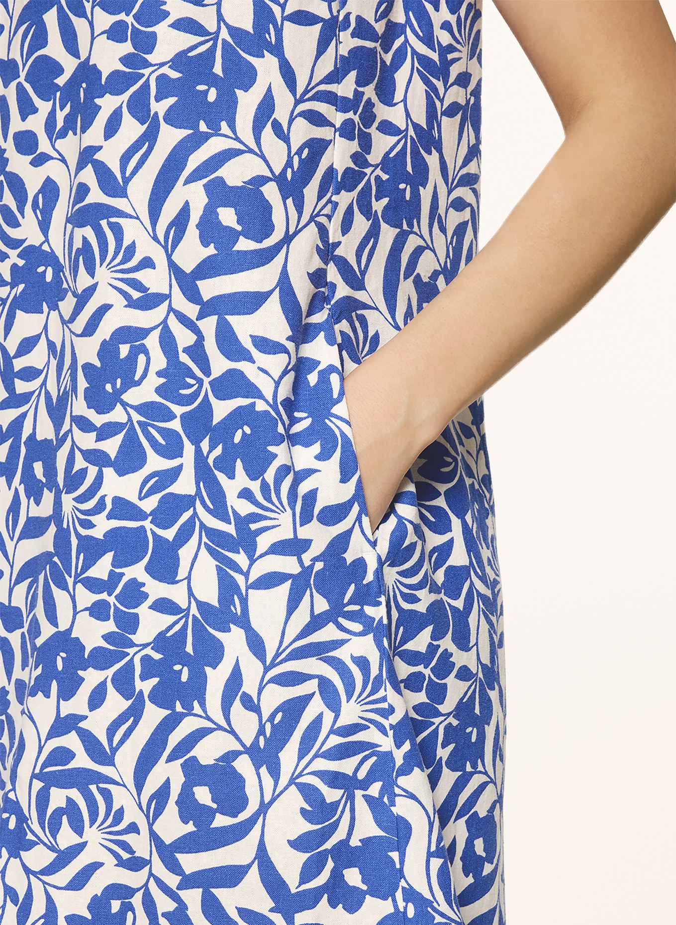 Betty Barclay Linen dress: WHITE / BLUE