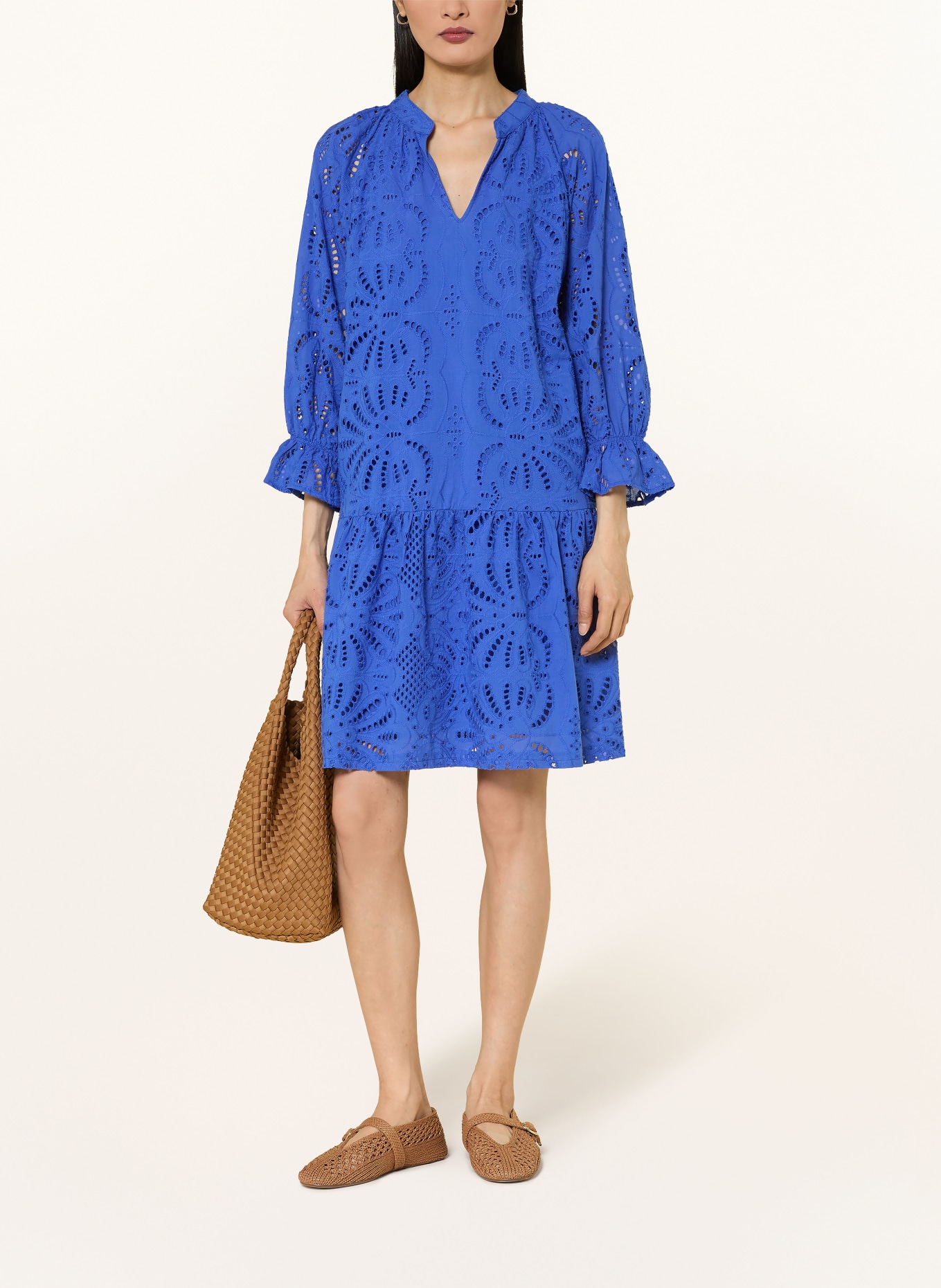 Betty Barclay Openwork lace dress with 3/4 sleeves: BLUE