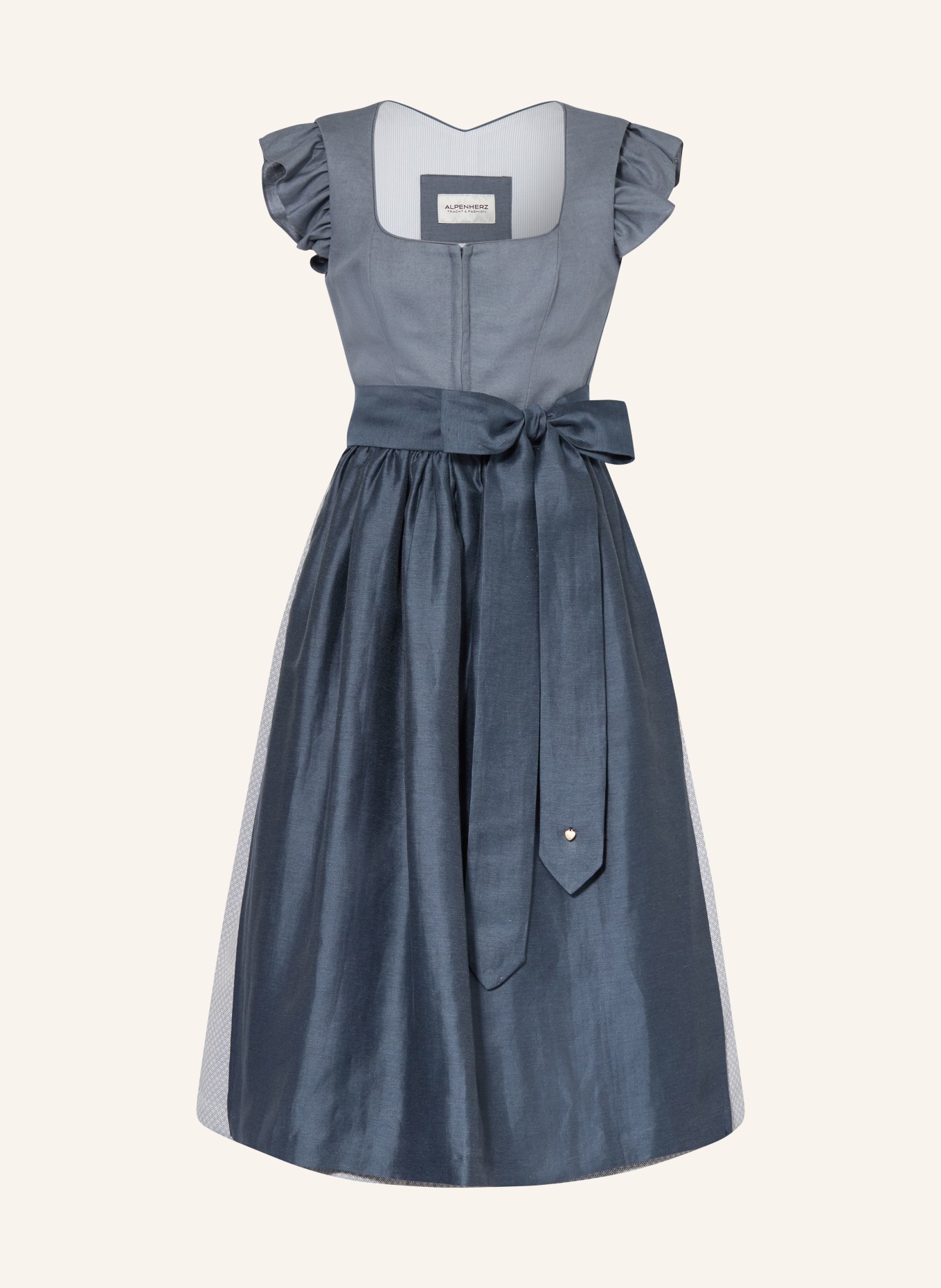 AlpenHERZ Dirndl MARIE mit Leinen und Rüschen: BLAU