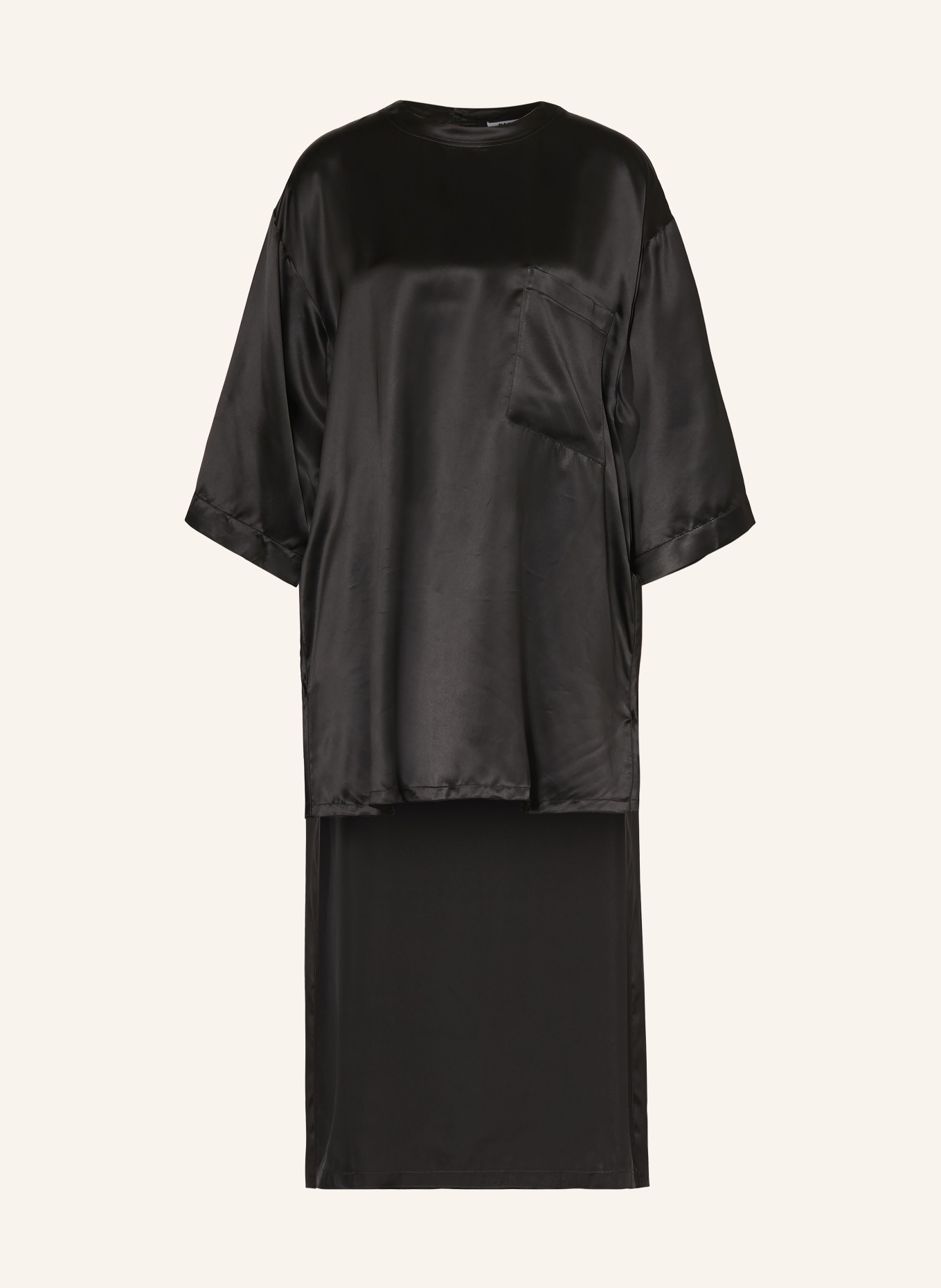 DARKPARK TARA Satin Blouse with 3/4 Sleeves: BLACK