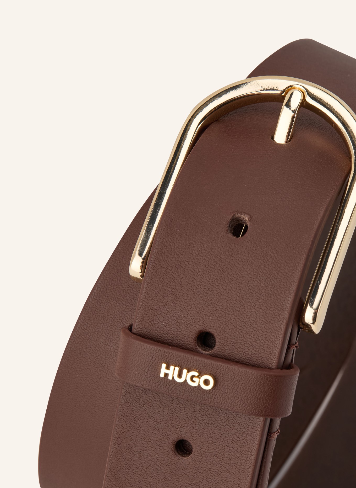 HUGO Leren riem ZOEY: MARRON FONCÉ