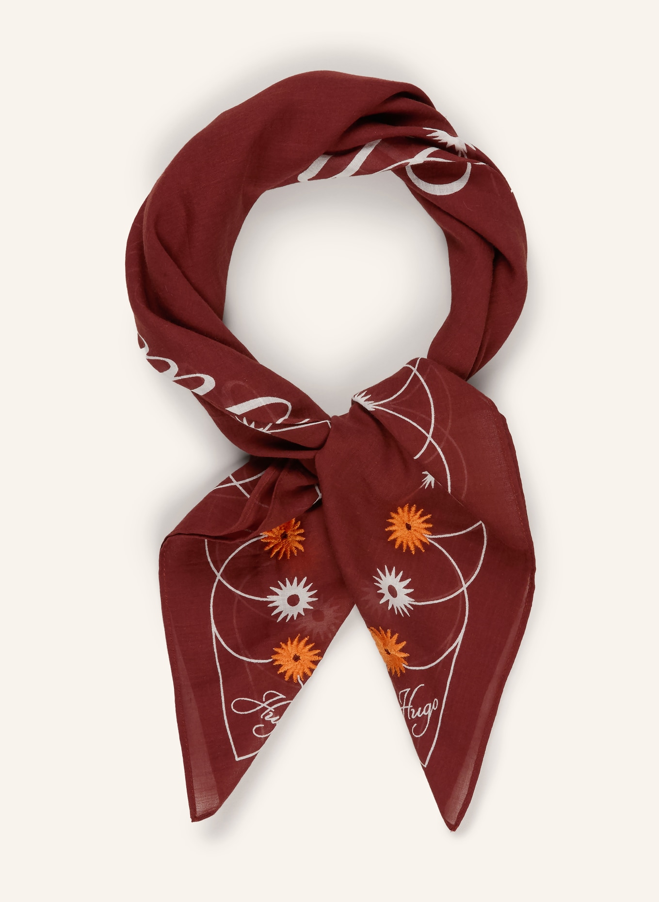 HUGO Doek EM: MARRON FONCÉ / ORANJE / WIT