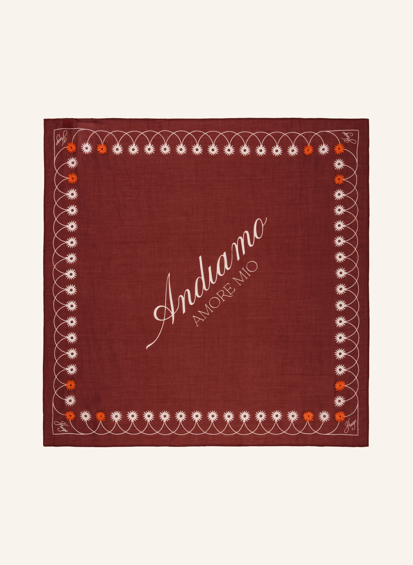 HUGO Doek EM: MARRON FONCÉ / ORANJE / WIT