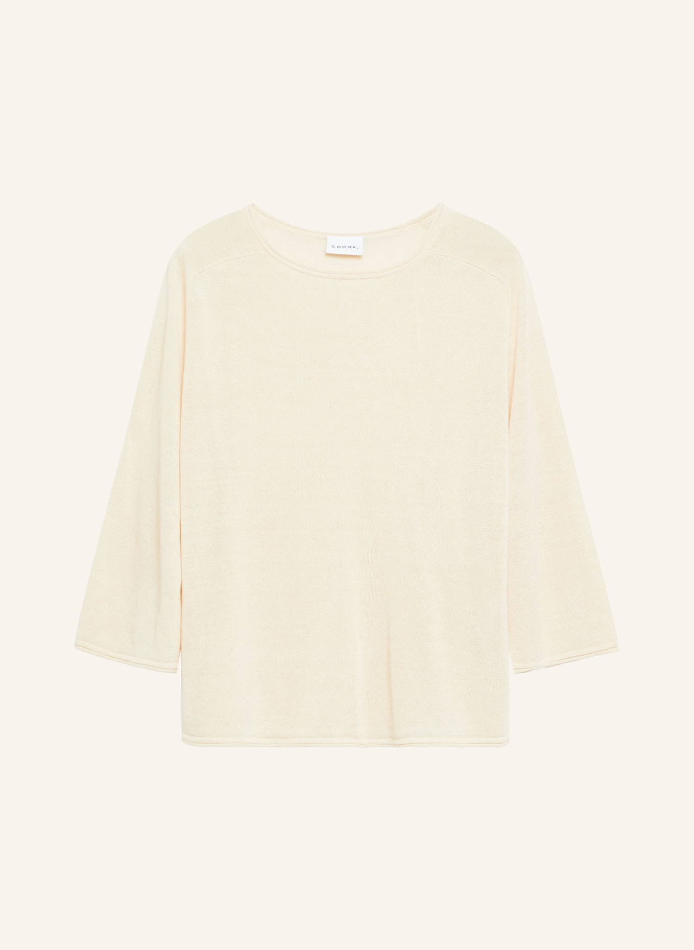 comma Pullover mit Leinen und 3/4-Arm: BEIGE