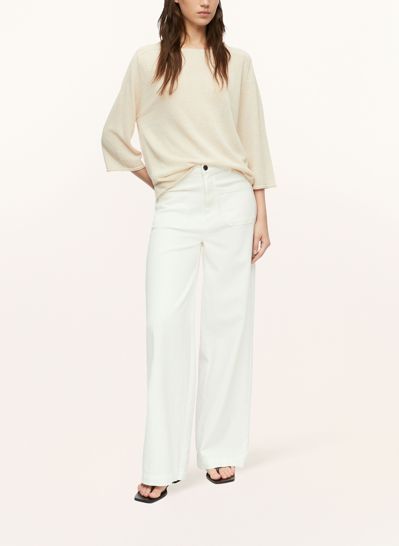 comma Pullover mit Leinen und 3/4-Arm: BEIGE