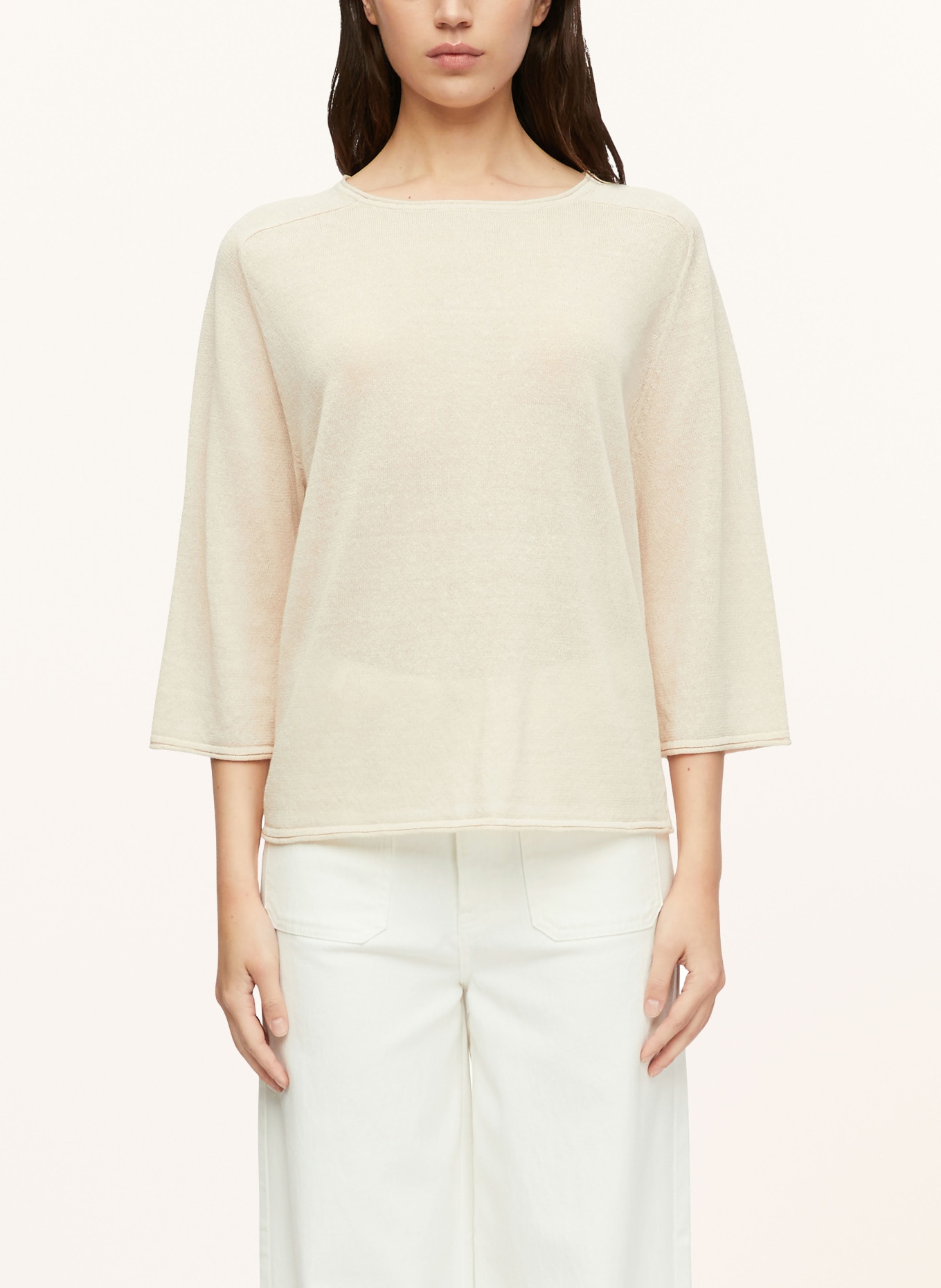 comma Pullover mit Leinen und 3/4-Arm: BEIGE
