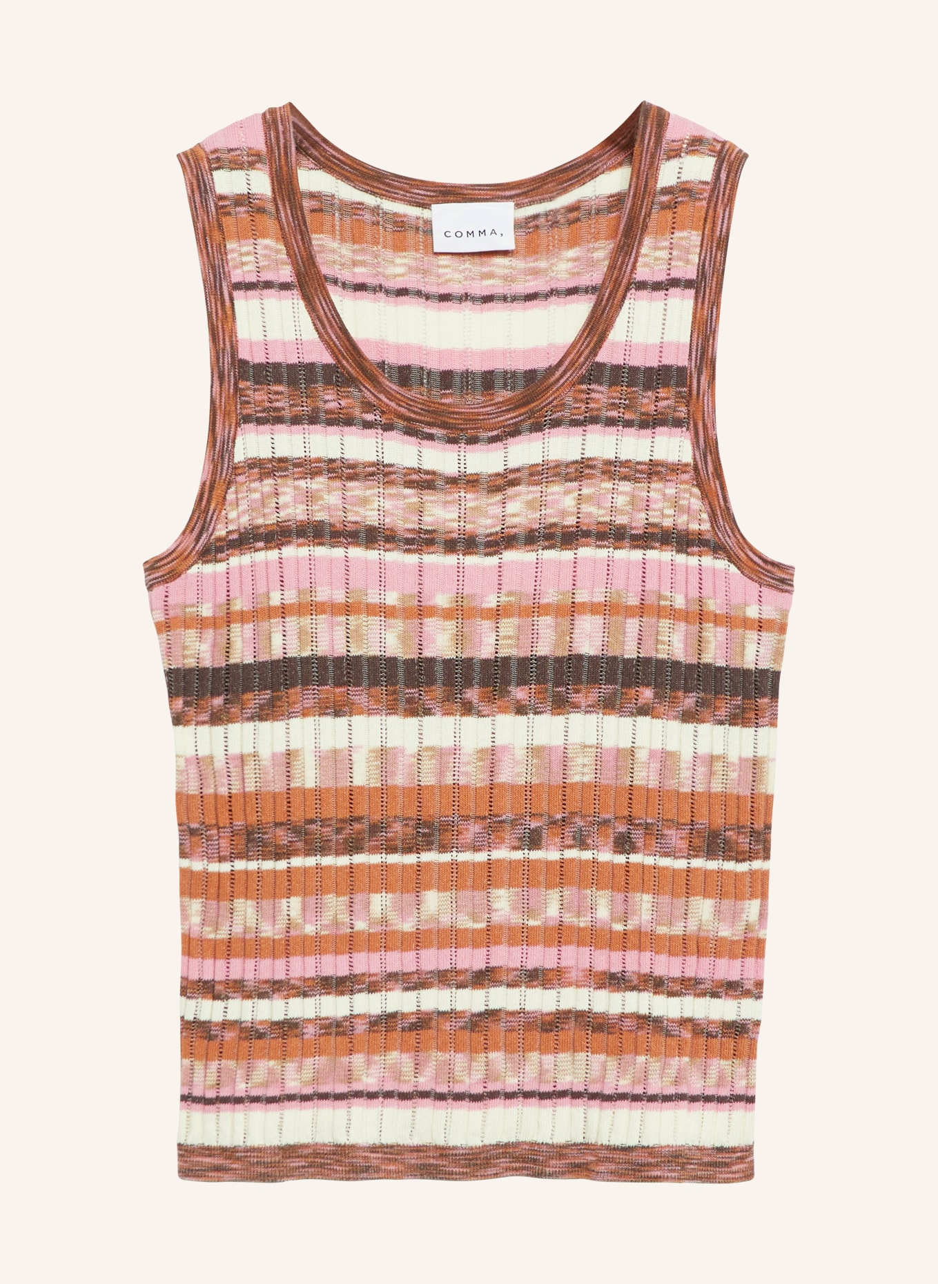 comma Knit top: PINK / COGNAC / WHITE