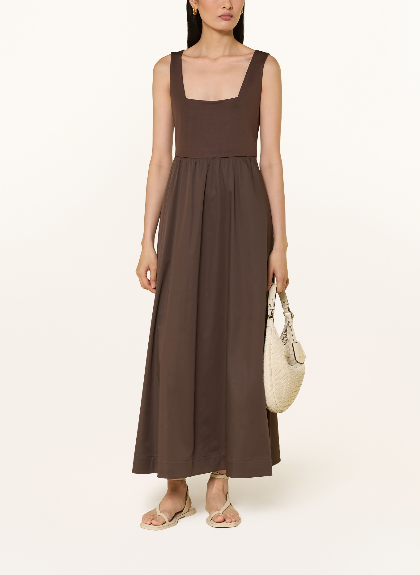 comma Kleid im Materialmix: DUNKELBRAUN